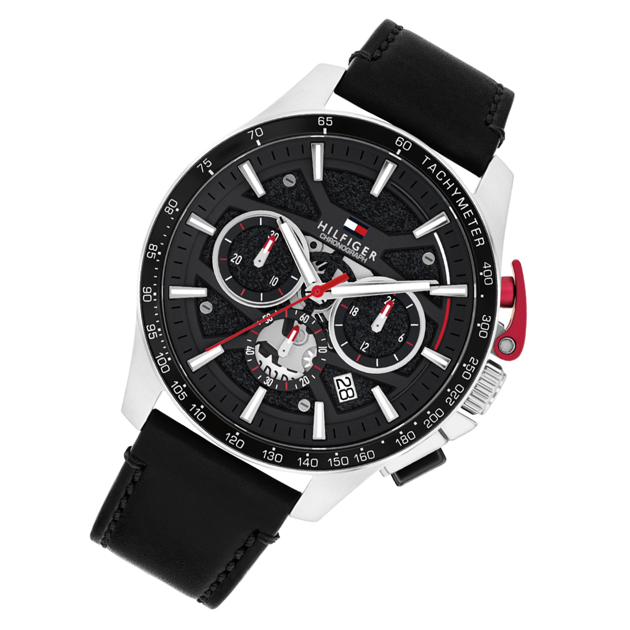 Tommy Hilfiger Leather Black Dial Chronograph Men's Watch - 1792258