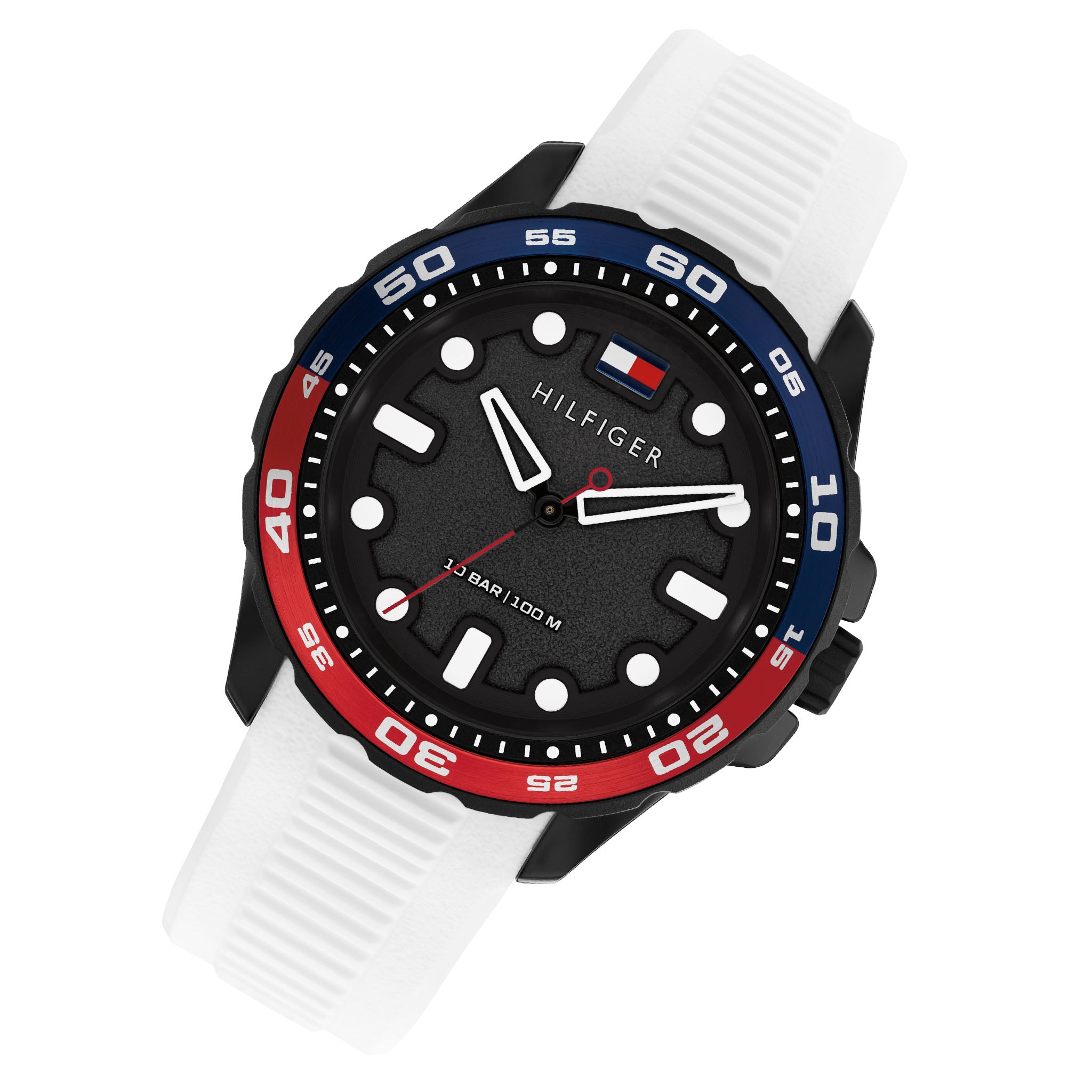 Tommy Hilfiger White Silicone Black Dial Men's Watch - 1792264
