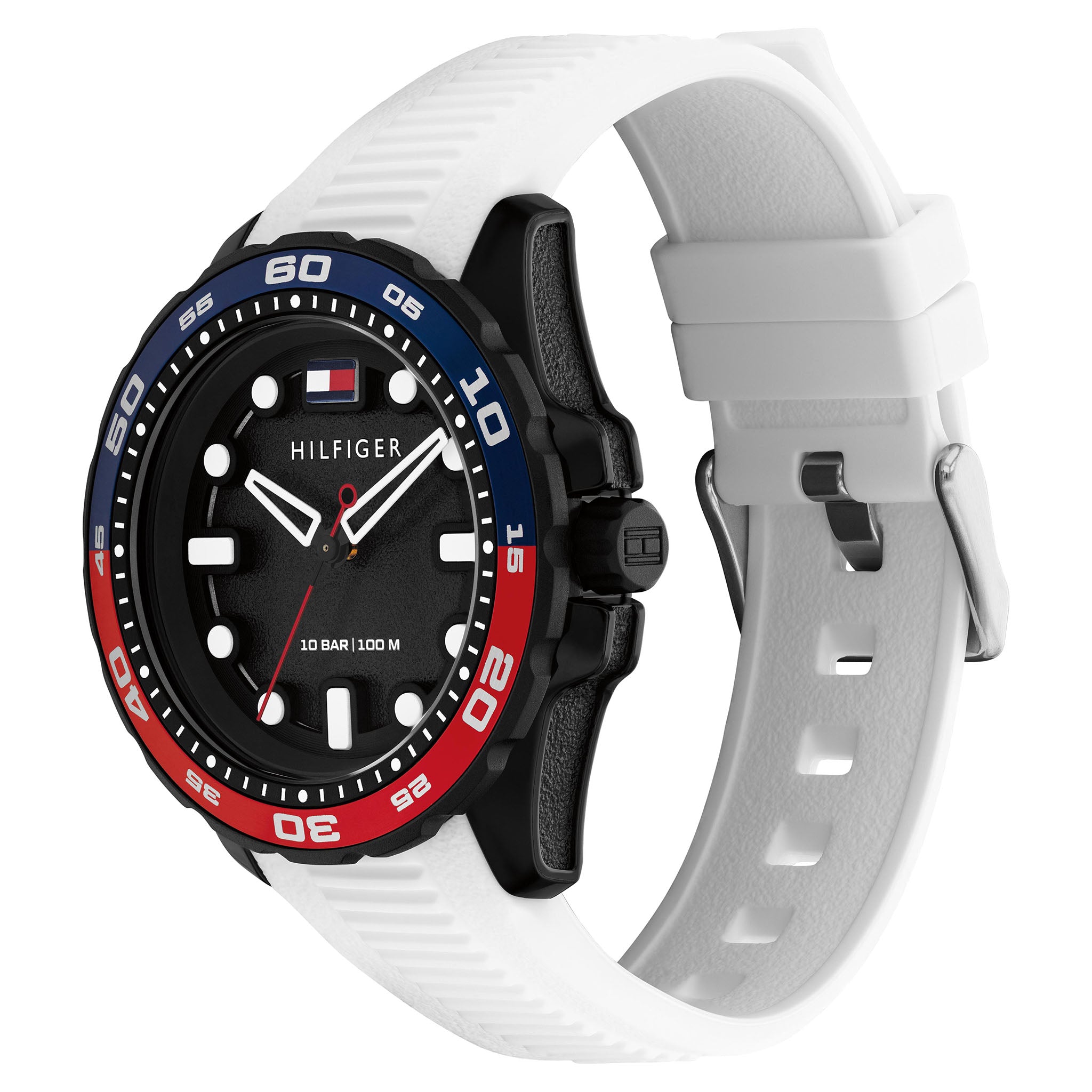 Tommy Hilfiger White Silicone Black Dial Men's Watch - 1792264