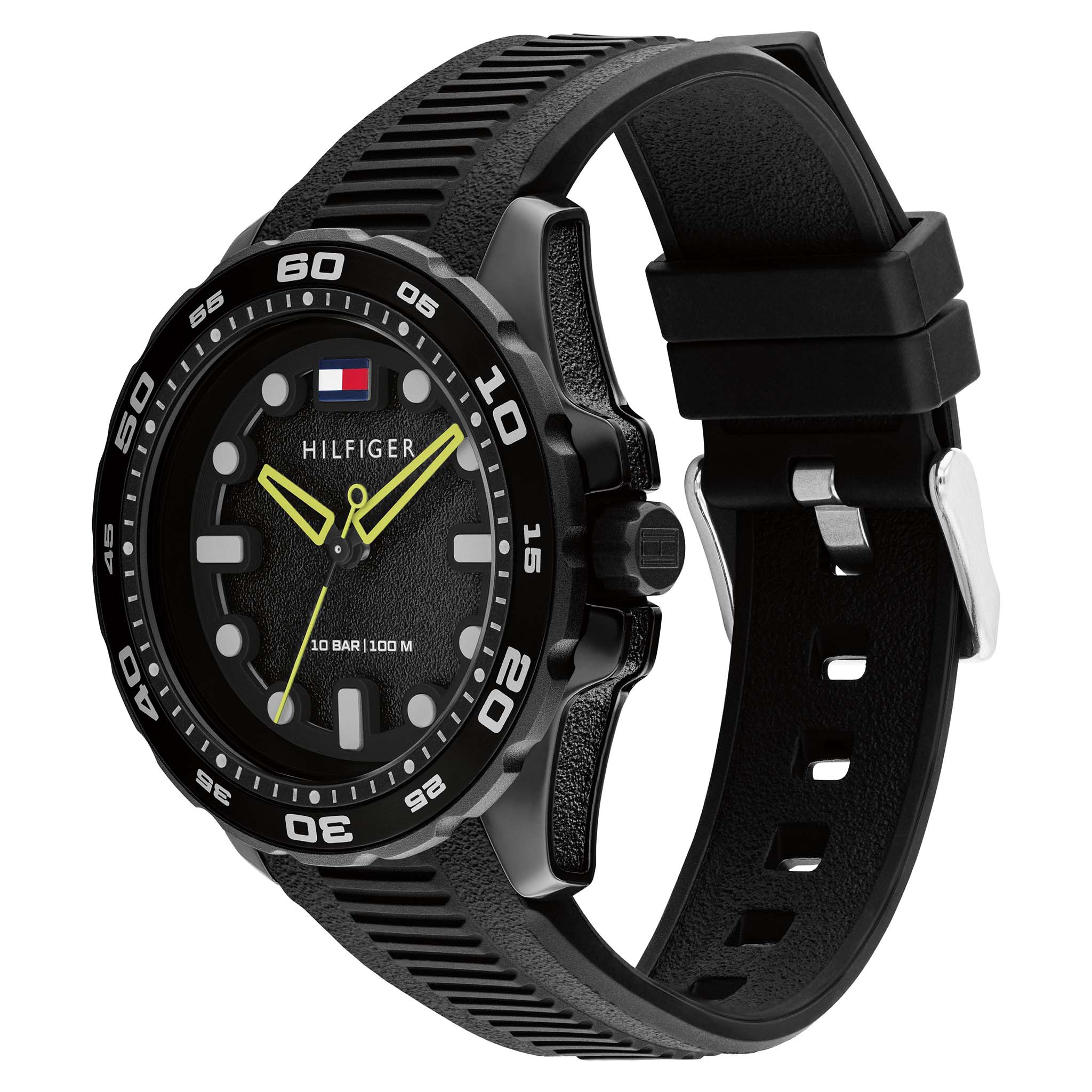 Tommy Hilfiger Silicone Black Dial Men's Watch- 1792266