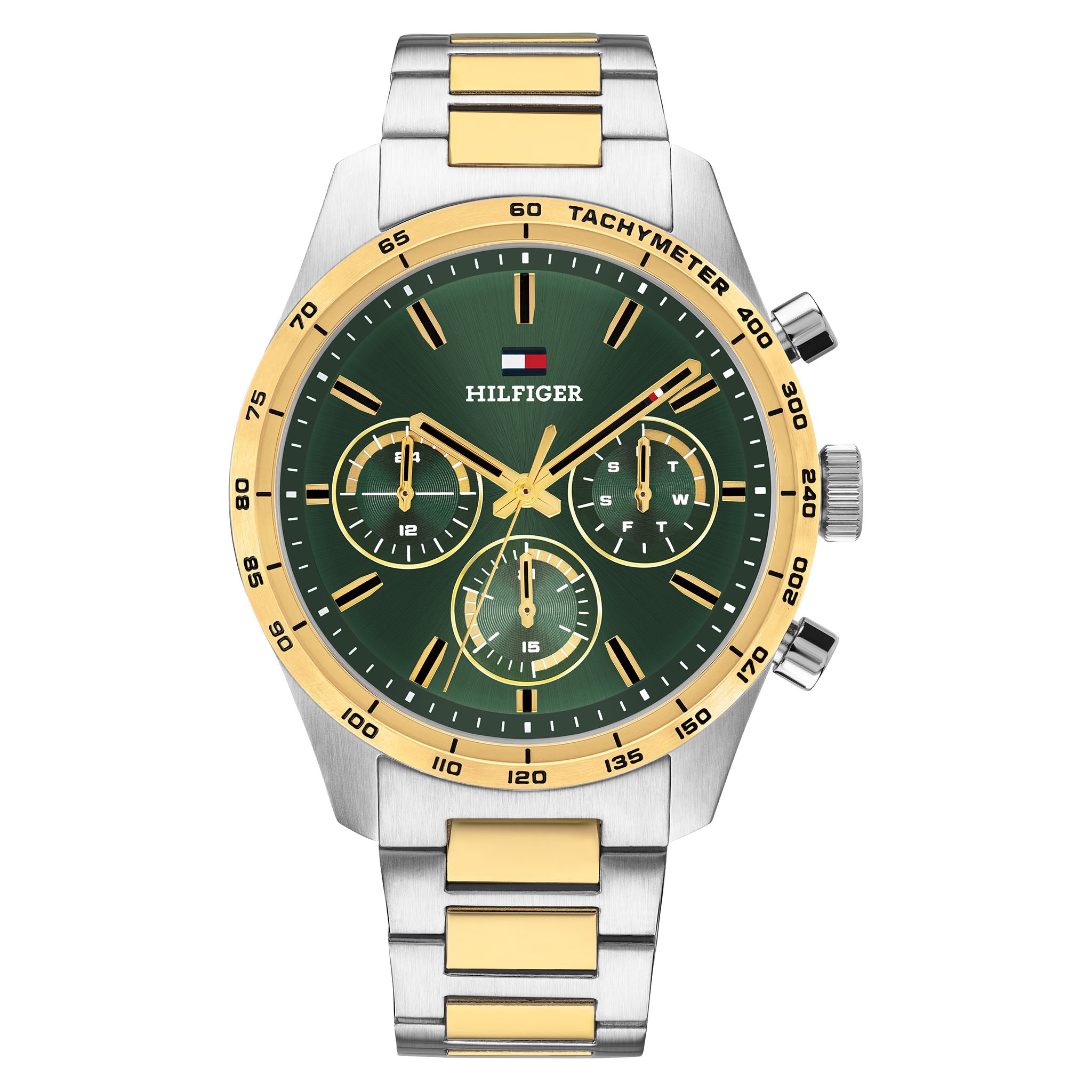 Tommy HilfigerTwo-Tone Steel Green Dial Multi-function Men's Watch - 1792279