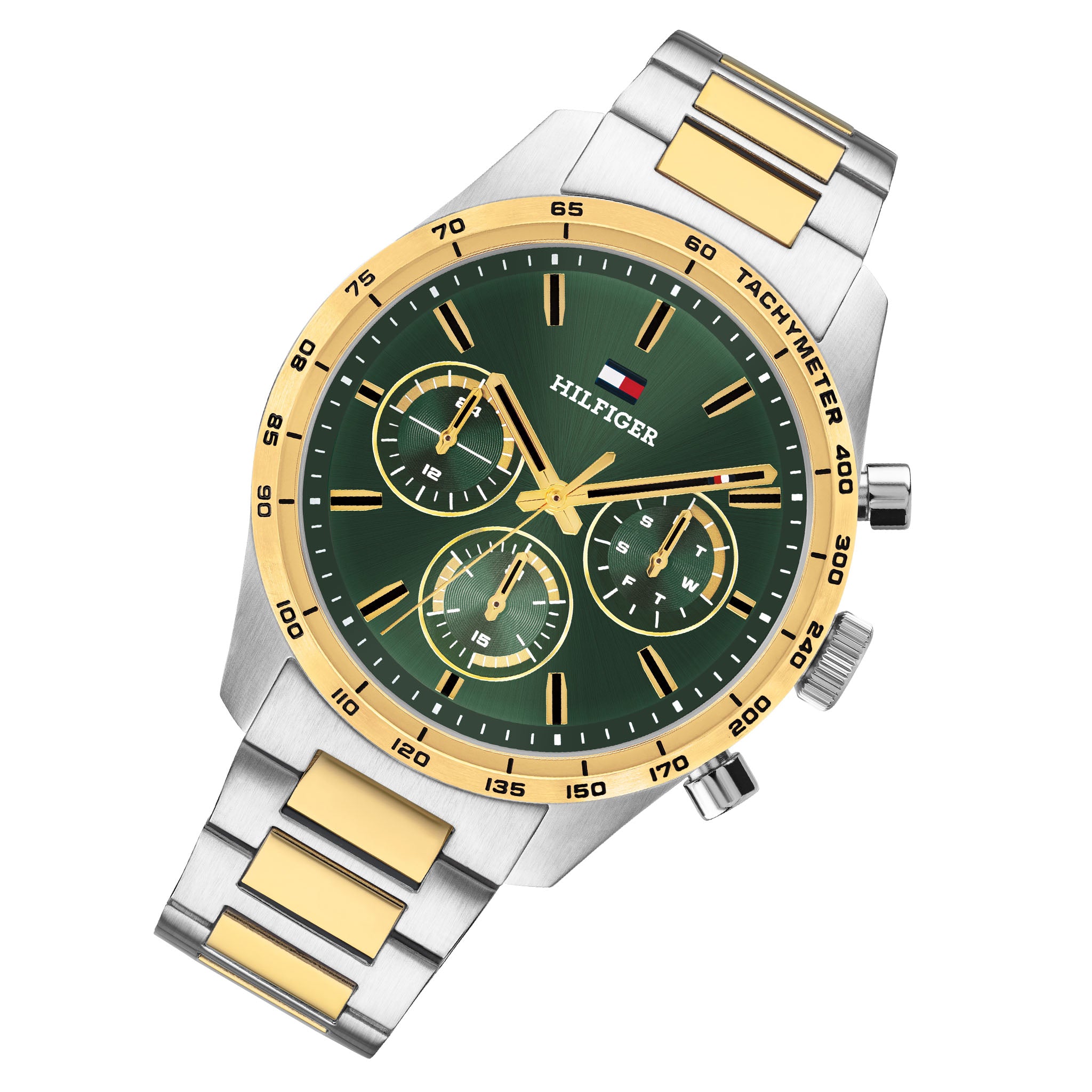 Tommy Hilfiger Two-Tone Steel Green Dial Multi-function Men's Watch - 1792279
