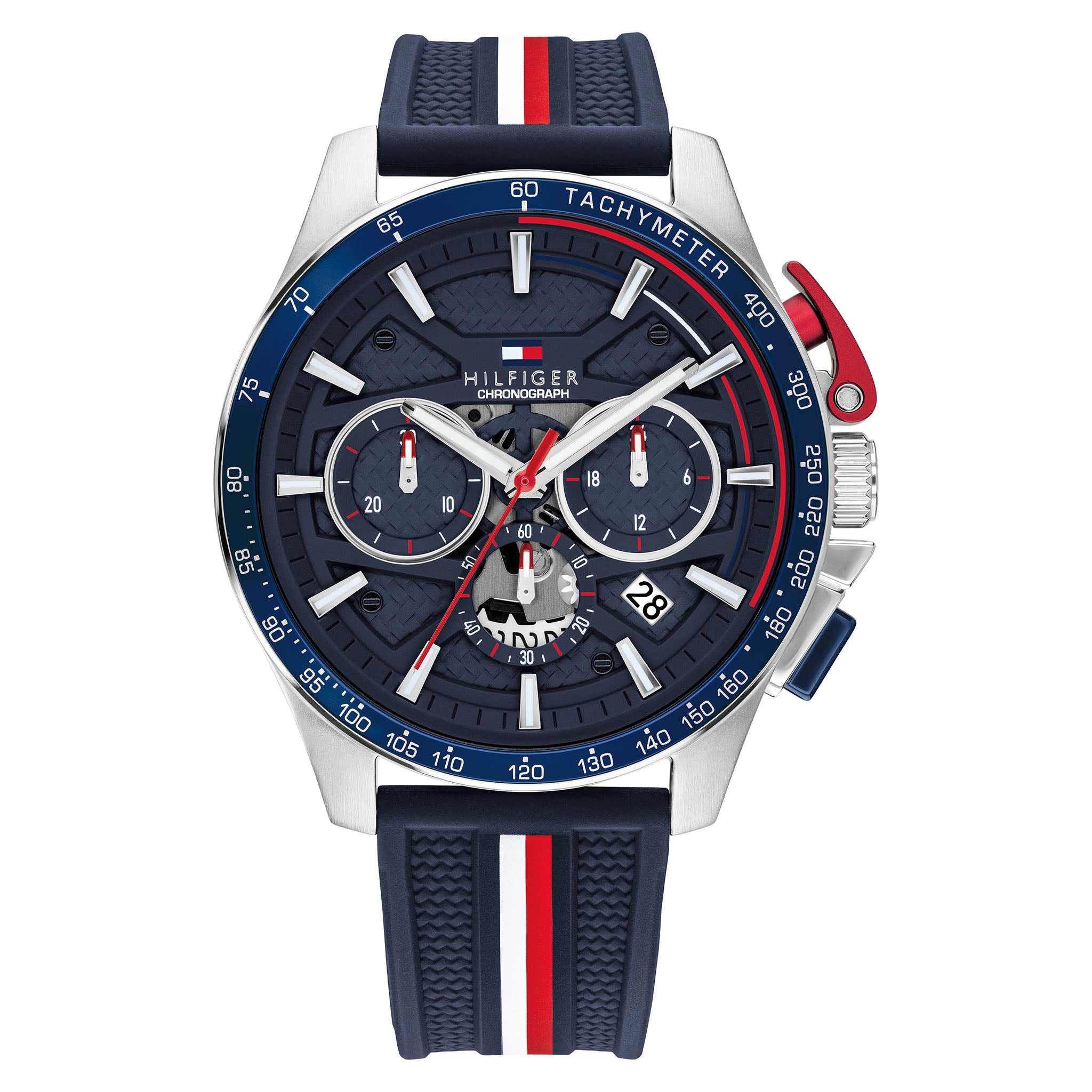 Tommy Hilfiger Silicone Navy Dial Chronograph Men's Watch - 1792292