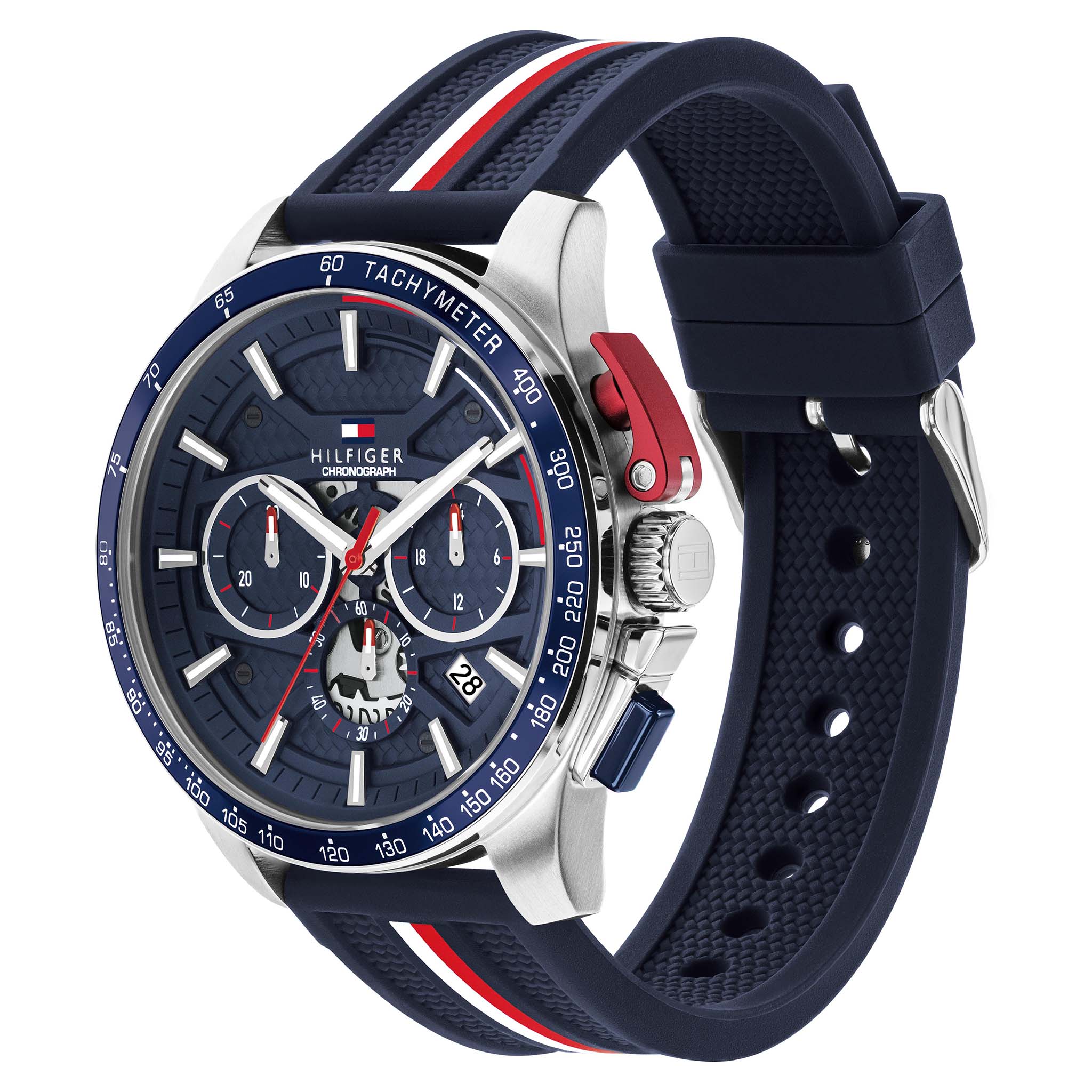 Tommy Hilfiger Silicone Navy Dial Chronograph Men's Watch - 1792292