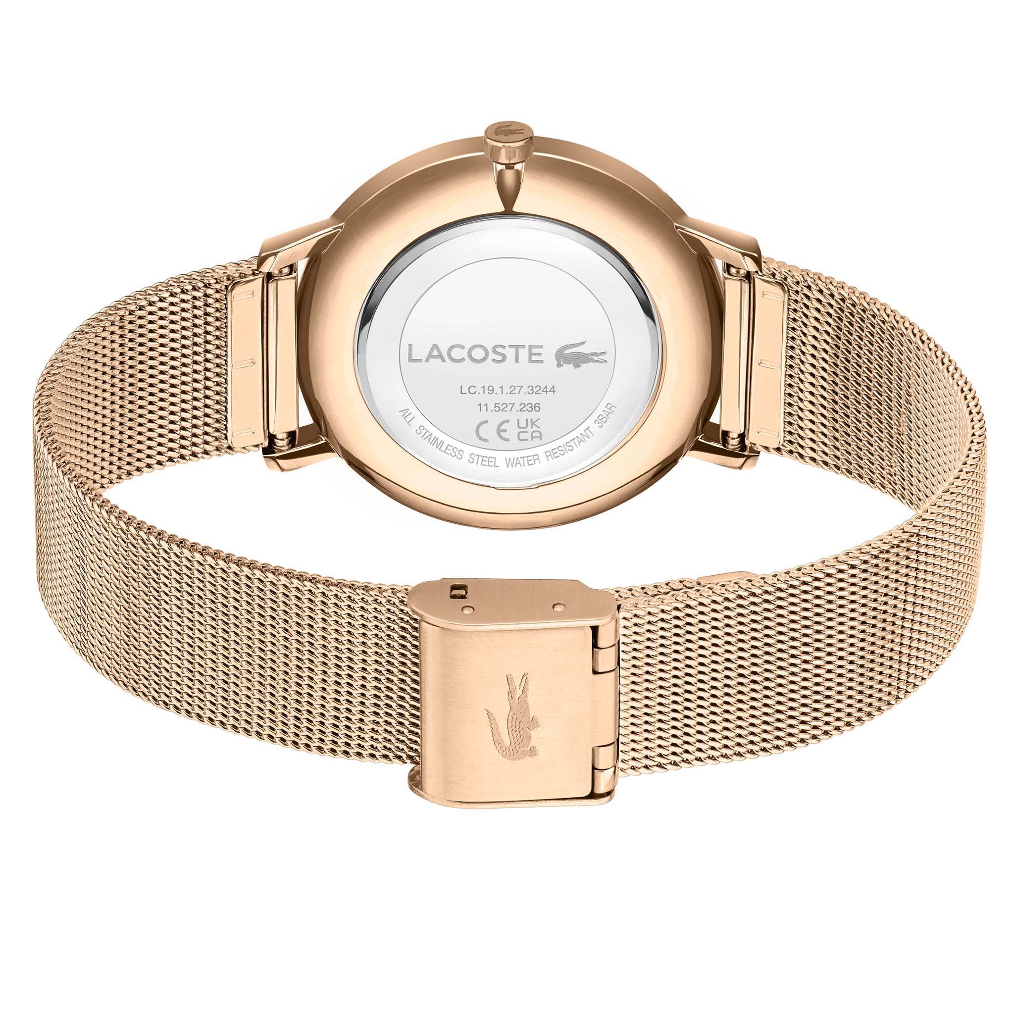 Lacoste Crocorigin Carnation Gold Steel Mesh Slim Women's Watch - 2001287