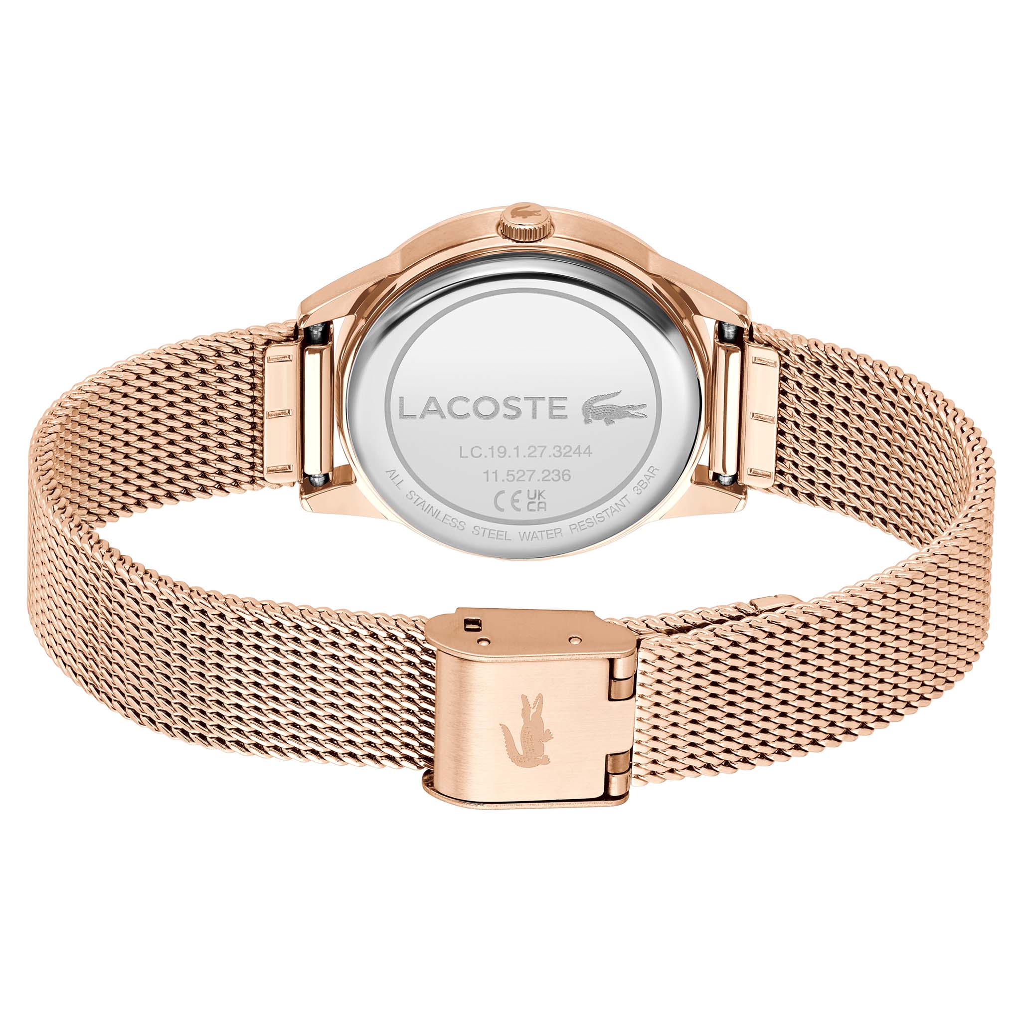 Lacoste Stargaze Carnation Gold Steel Mesh Silver White Dial Women's Watch - 2001306
