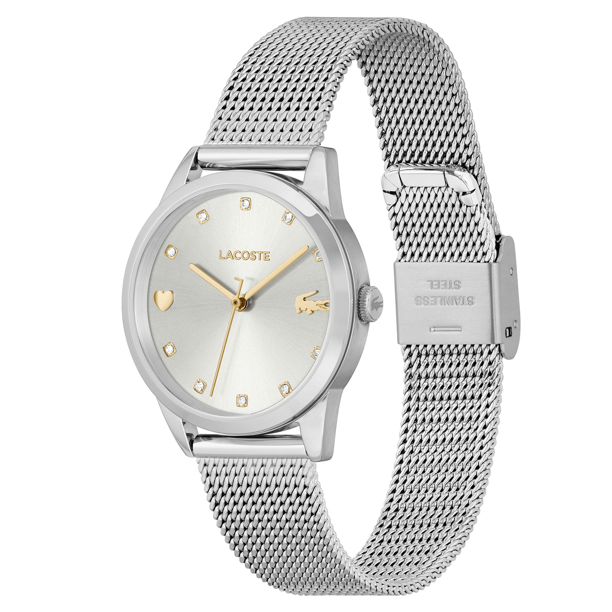 Lacoste Stargaze Steel Mesh Silver White Dial Women's Watch - 2001307