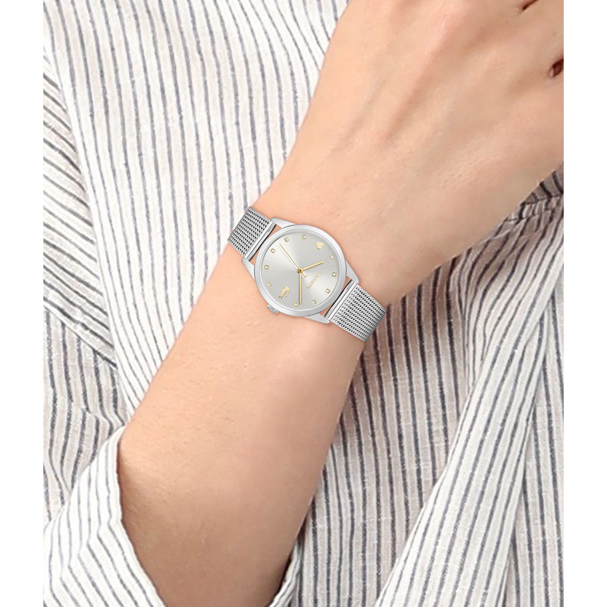 Lacoste Stargaze Steel Mesh Silver White Dial Women's Watch - 2001307