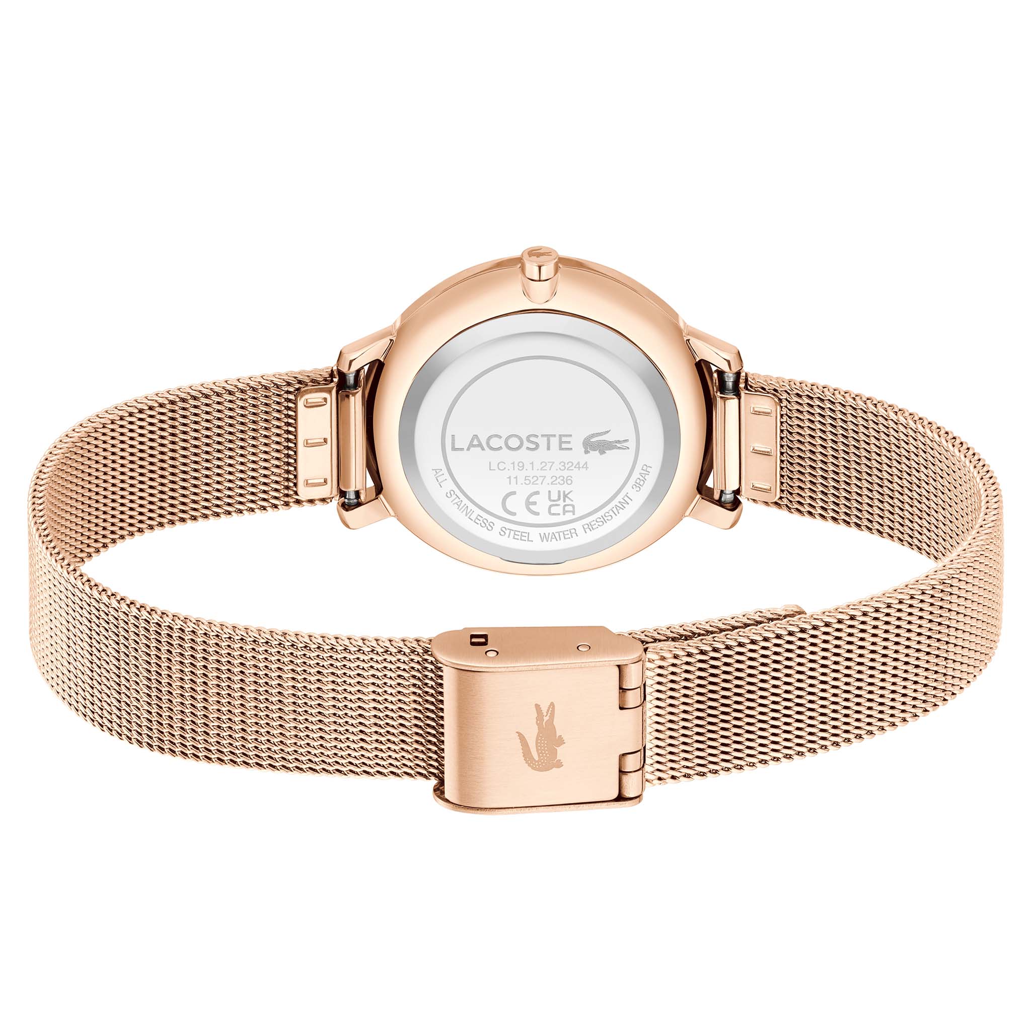 Lacoste Carnation Gold Steel Mesh White Dial Slim Women's Watch - 2001321