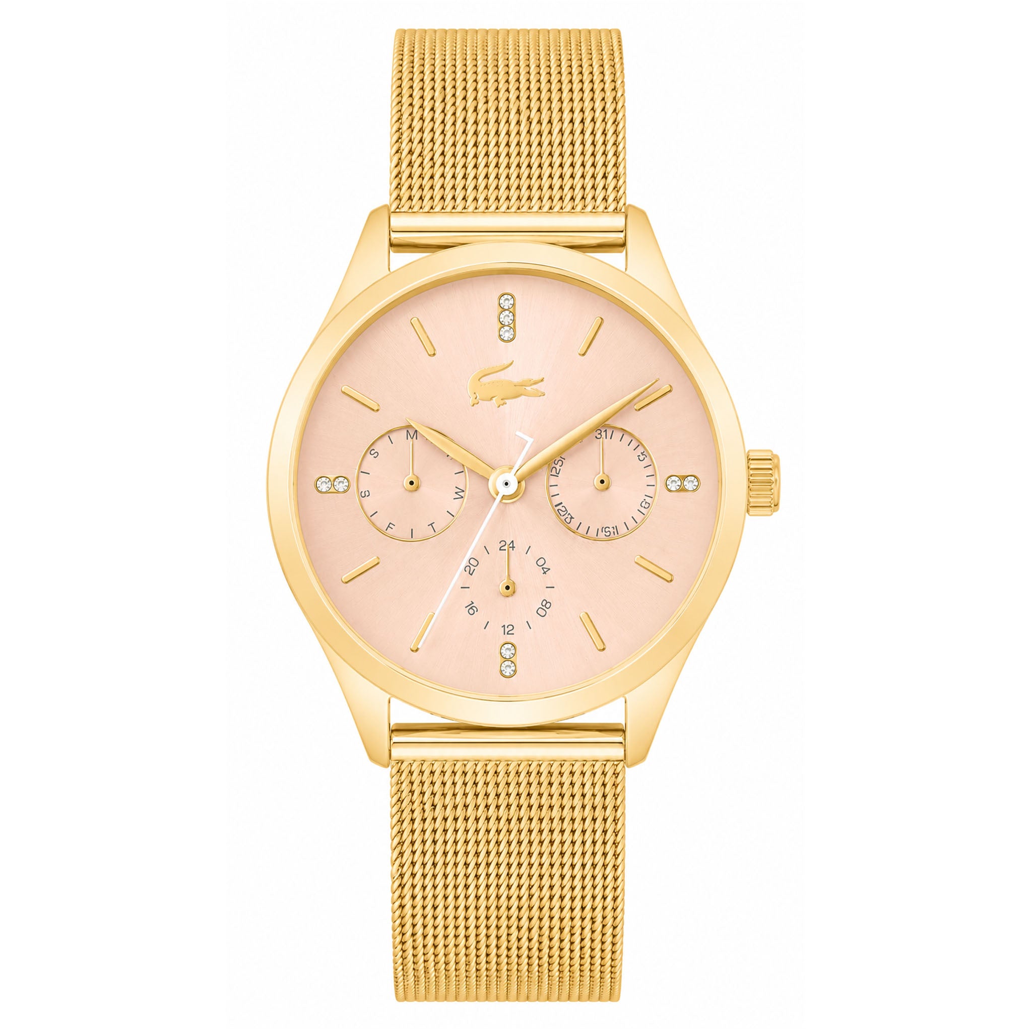Lacoste Gold Steel Blush Dial Multi-function Women's Watch - 2001499