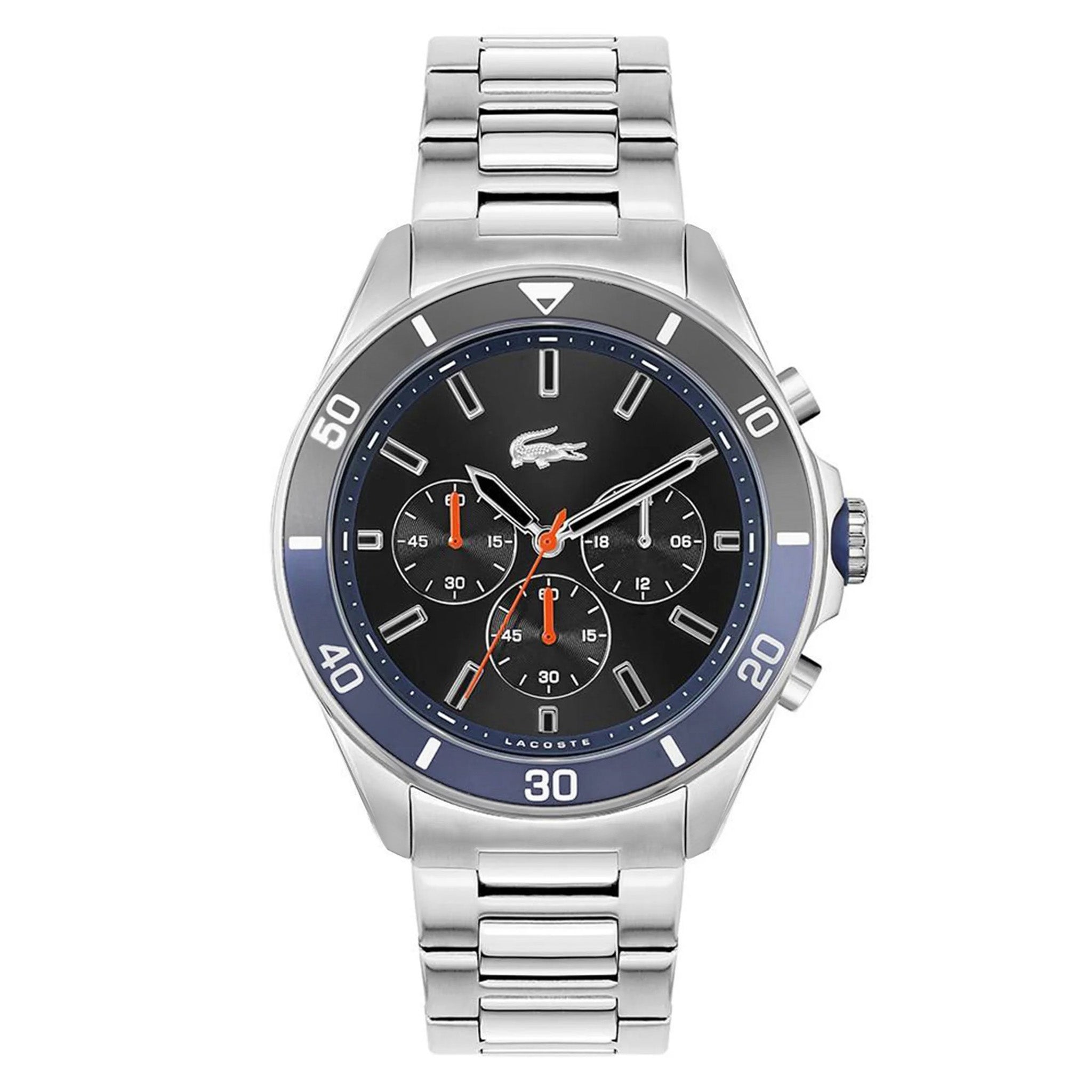 Lacoste Tiebreaker Stainless Steel Black Dial Men's Chrono Watch - 2011155