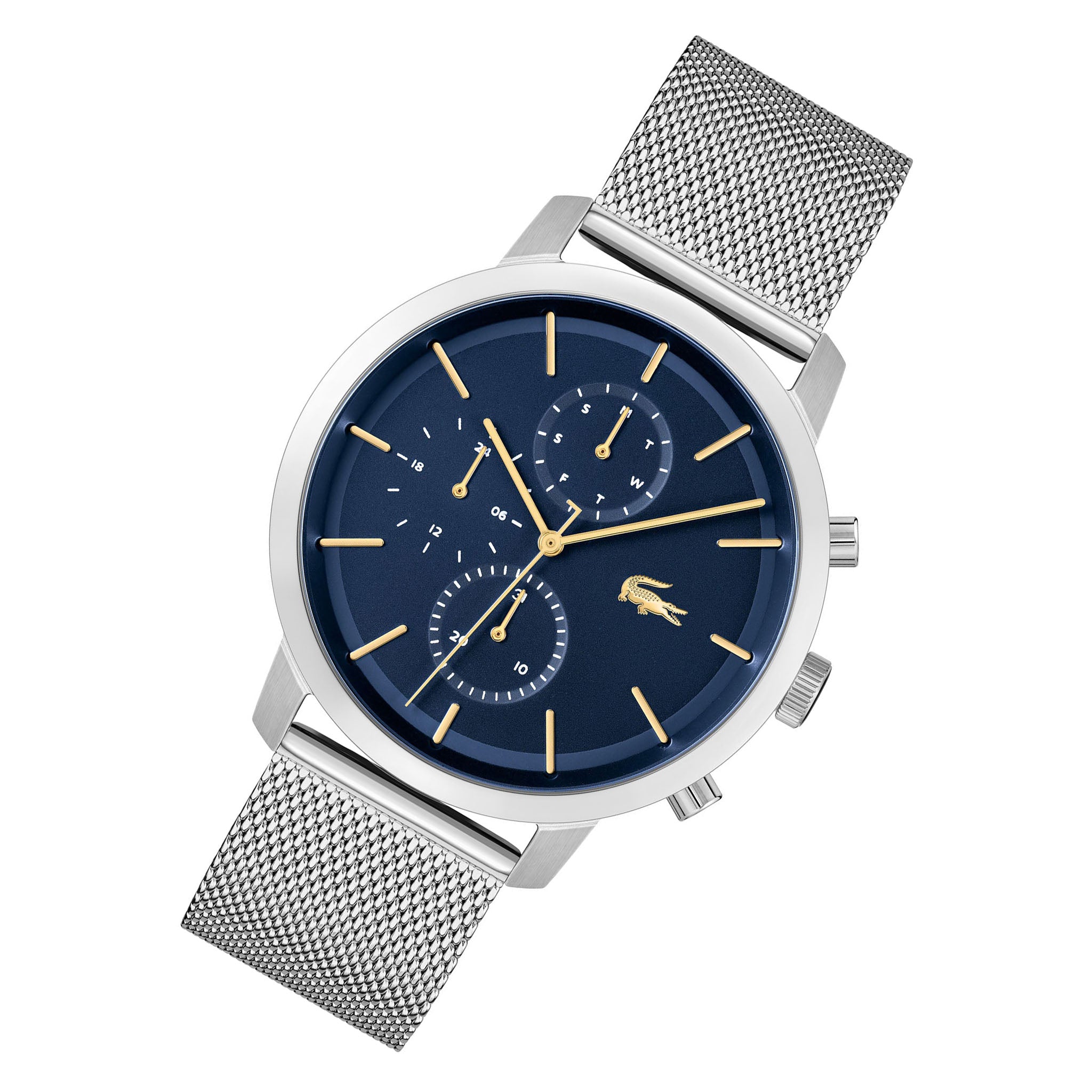 Lacoste Stainless Steel Mesh Blue Dial Multi-function Men's Watch - 2011256