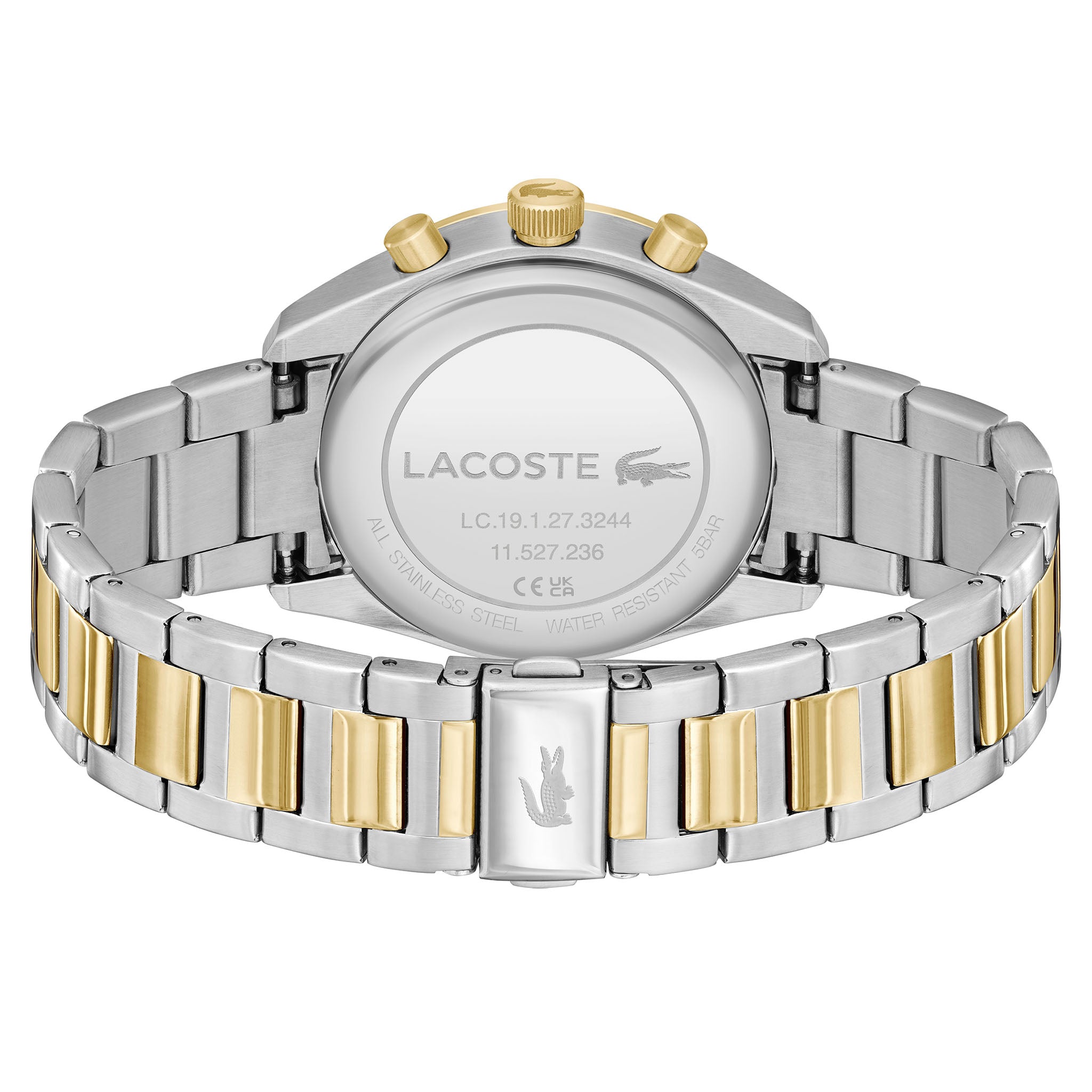 Lacoste Two-Tone Steel Black Dial Chronograph Men's Watch - 2011348