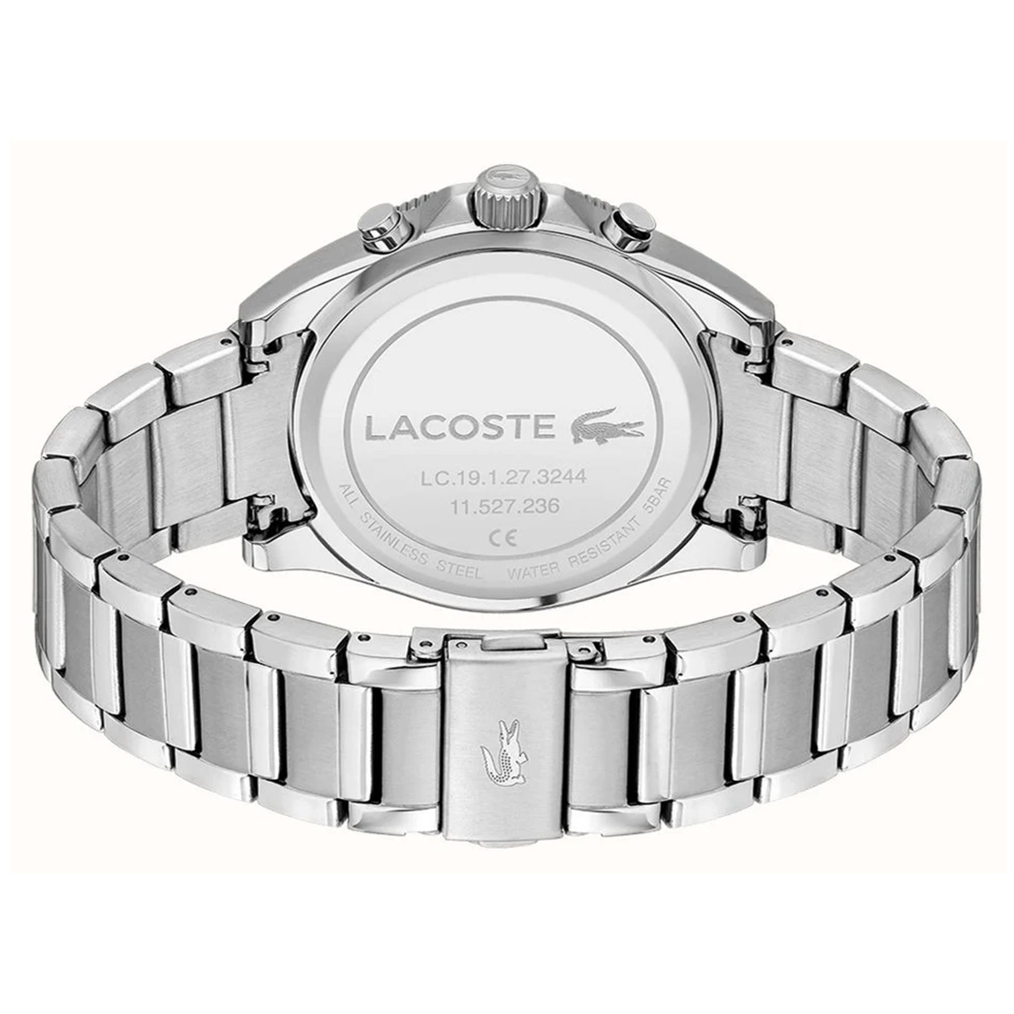 Lacoste Stainless Steel Black Dial Chronograph Men's Watch - 2011382