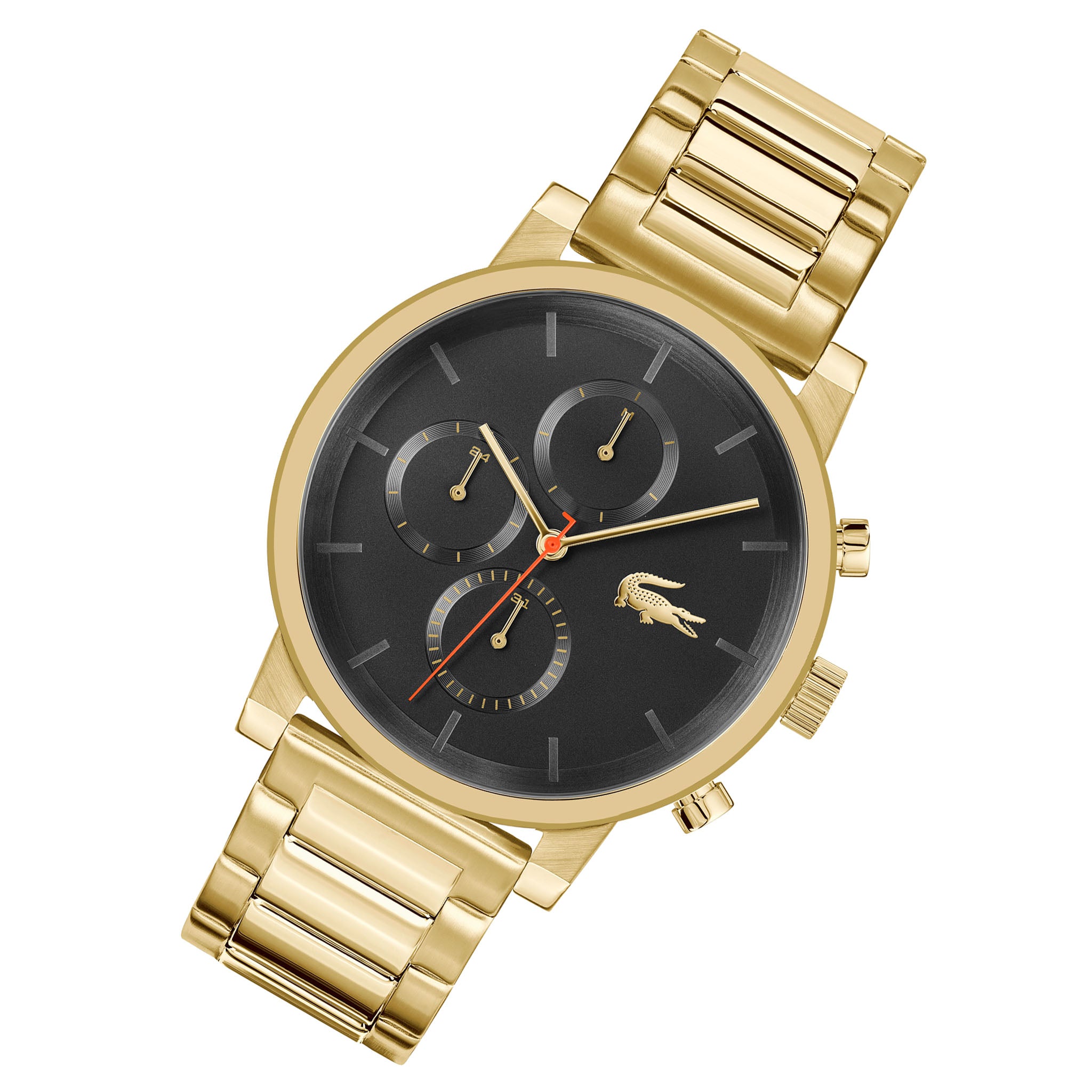 Lacoste Gold Steel Black Dial Multi-function Men's Watch - 2011407