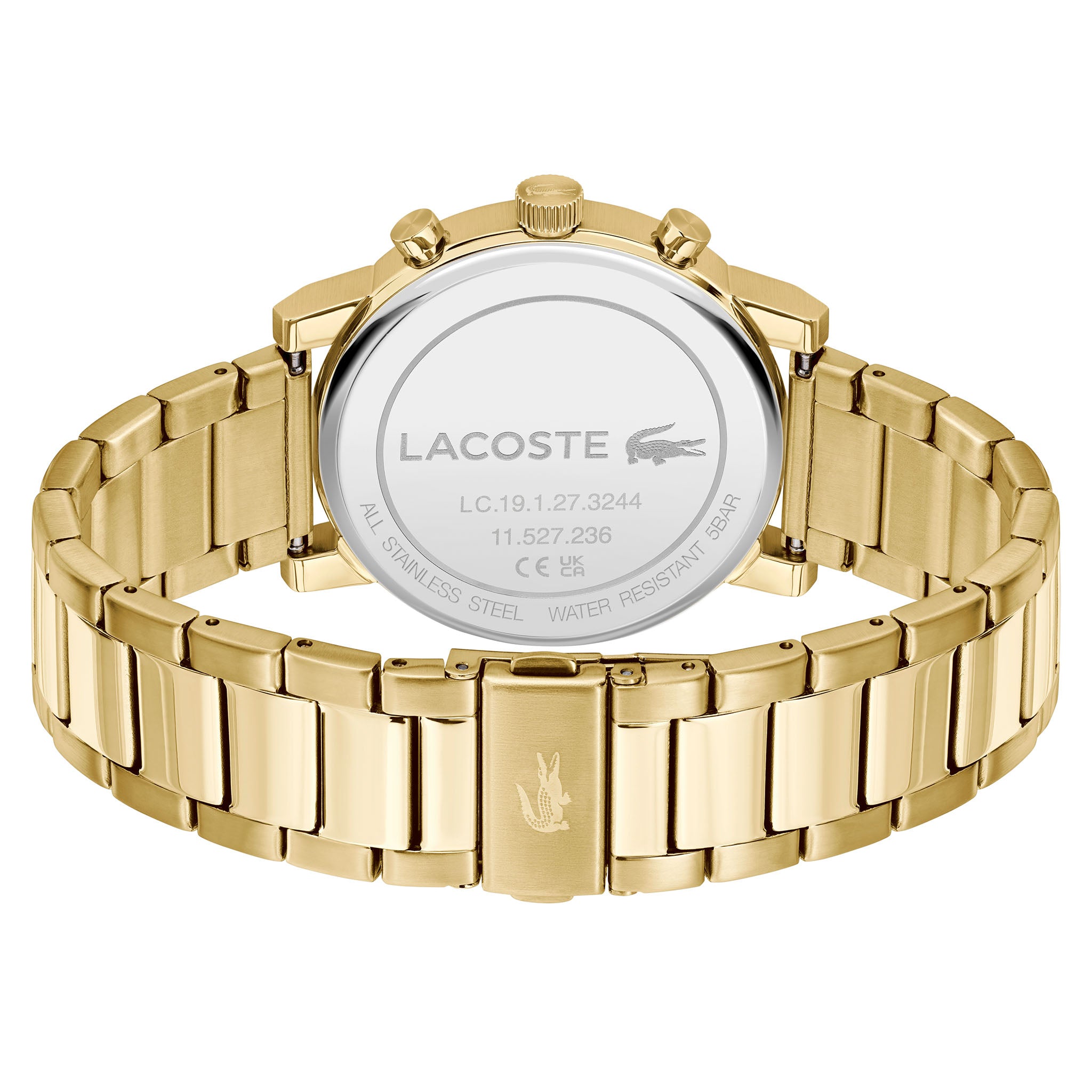 Lacoste Gold Steel Black Dial Multi-function Men's Watch - 2011407