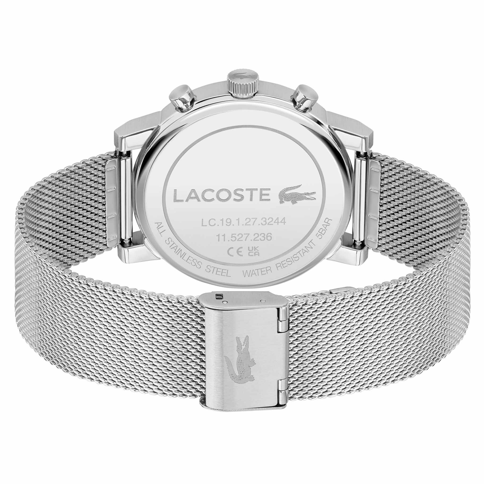 Lacoste Silver-Tone Steel Mesh Blue Dial Multi-function Men's Watch - 2011409