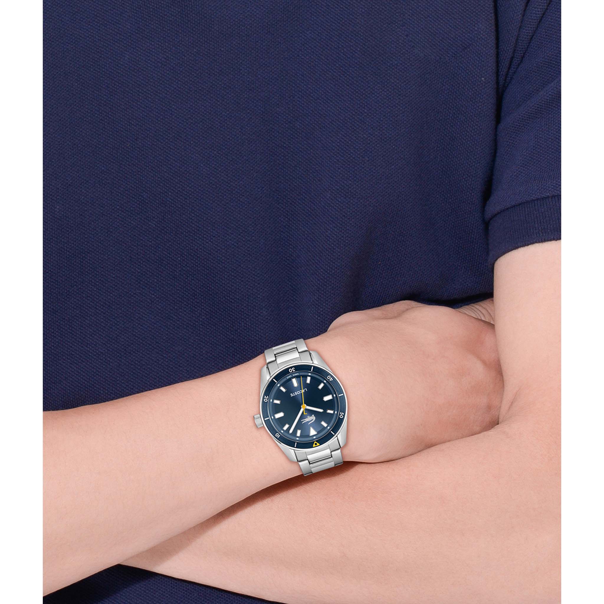 Lacoste Stainless Steel Blue Dial Men's Watch - 2011424