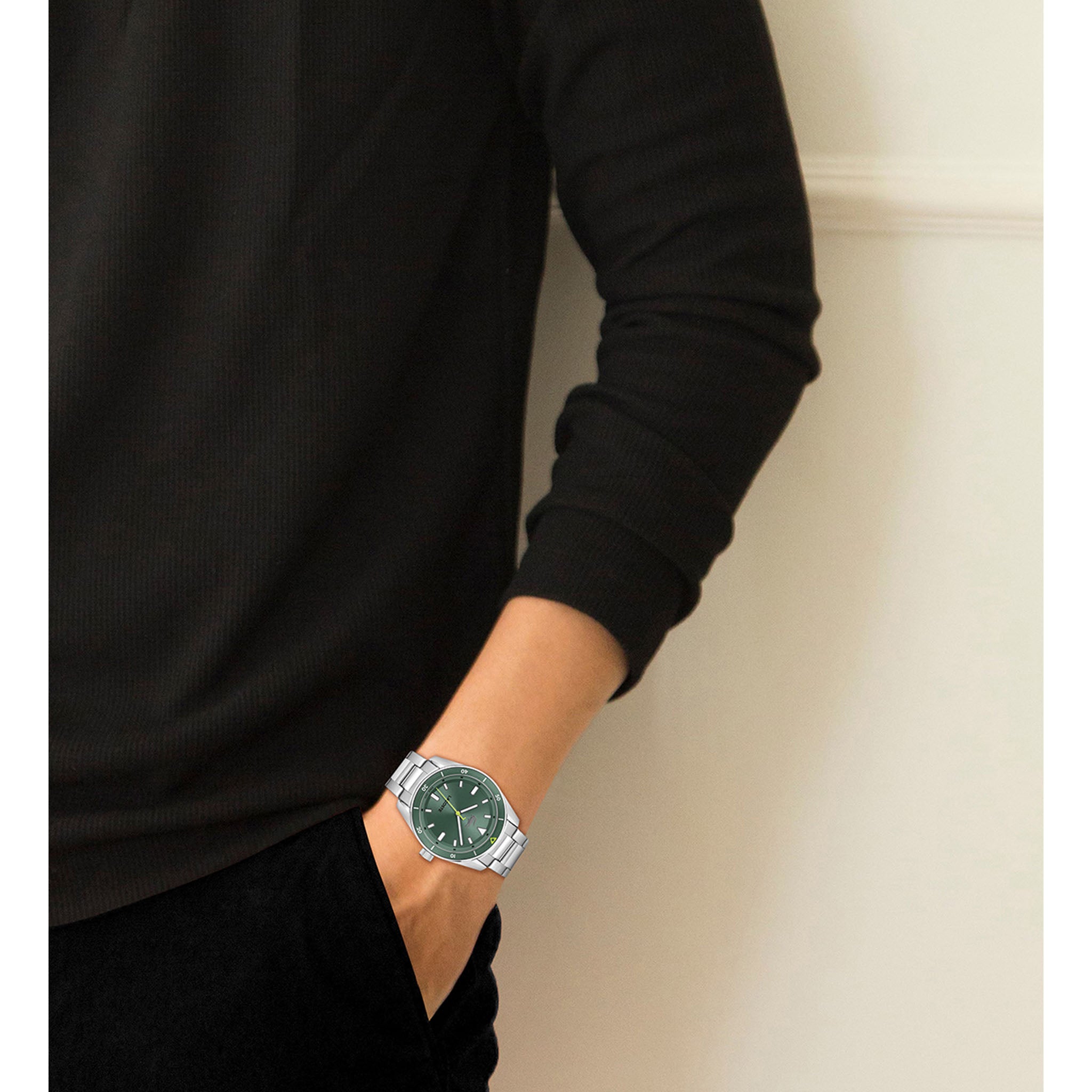 Lacoste Stainless Steel Green Dial Men's Watch - 2011425