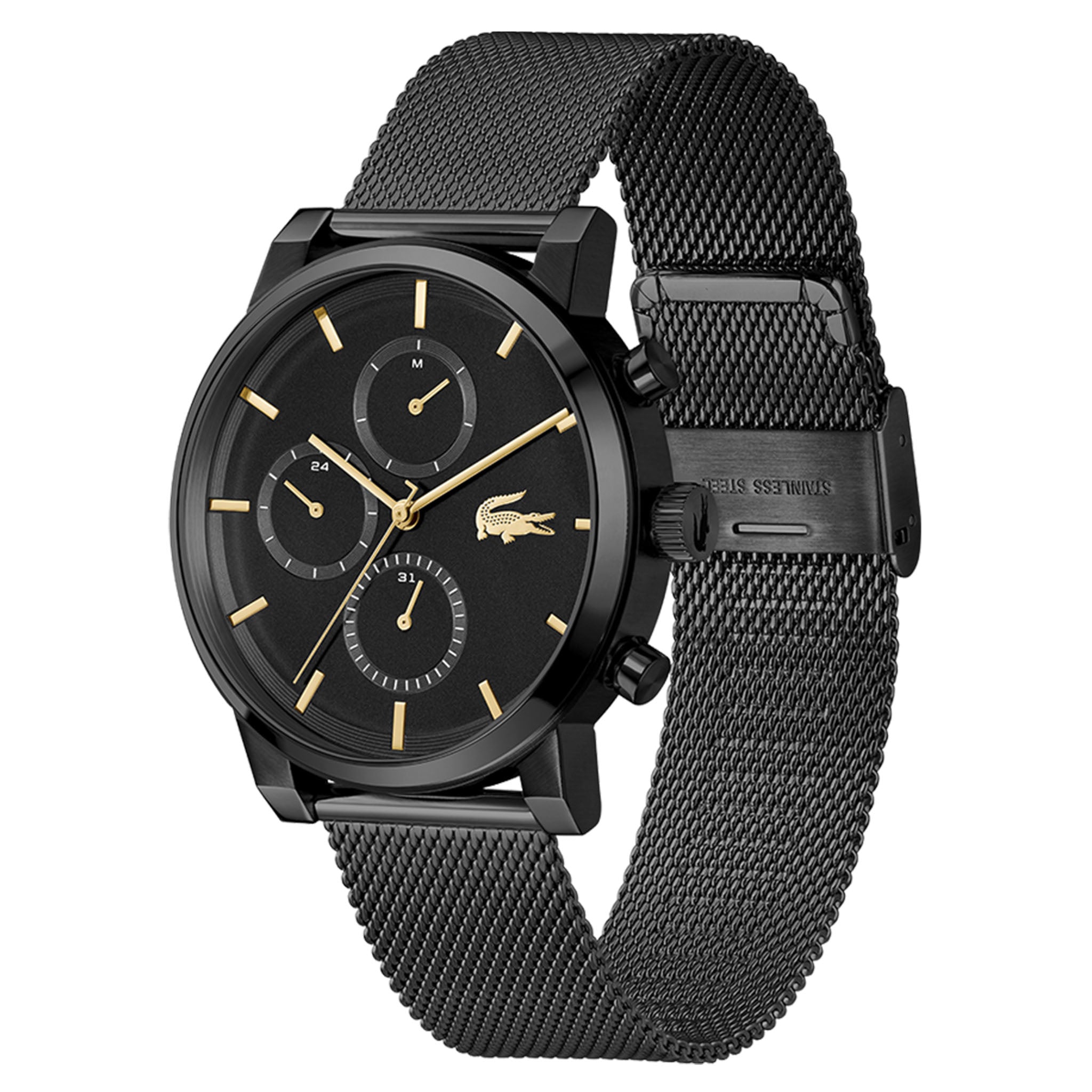 Lacoste Black Steel Mesh Multi-function Men's Watch - 2011485
