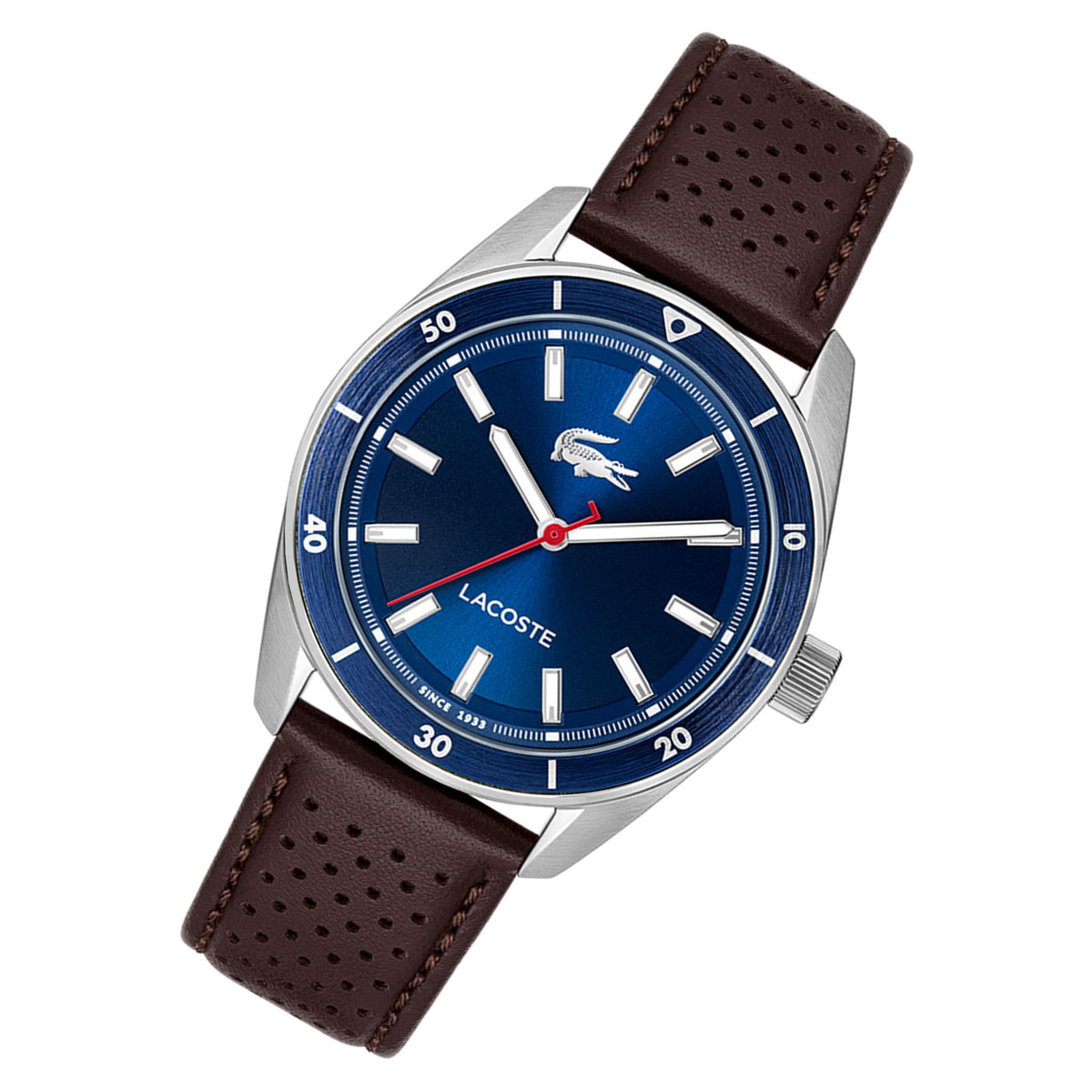 Lacoste Brown Leather Blue Dial Men's Watch - 2011489