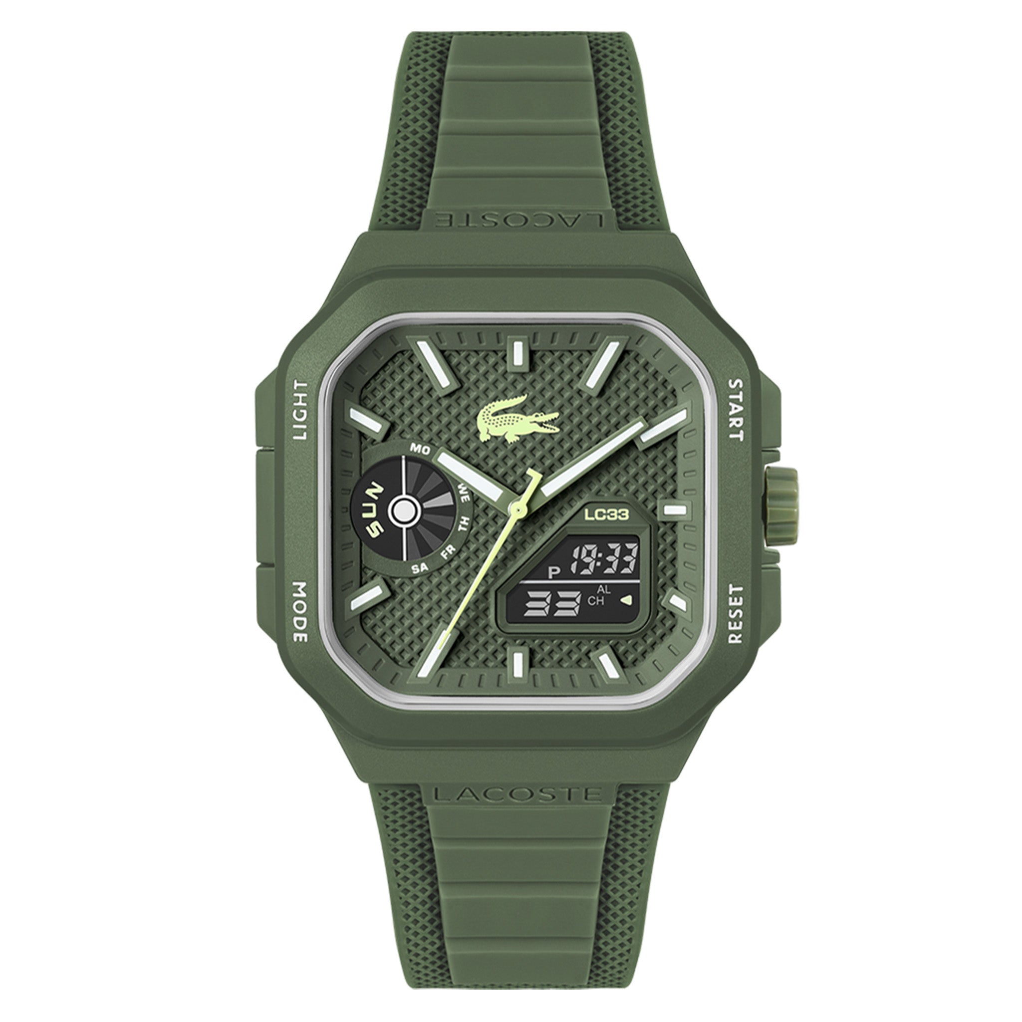 Lacoste Silicone Khaki Dial Men's Watch - 2011505