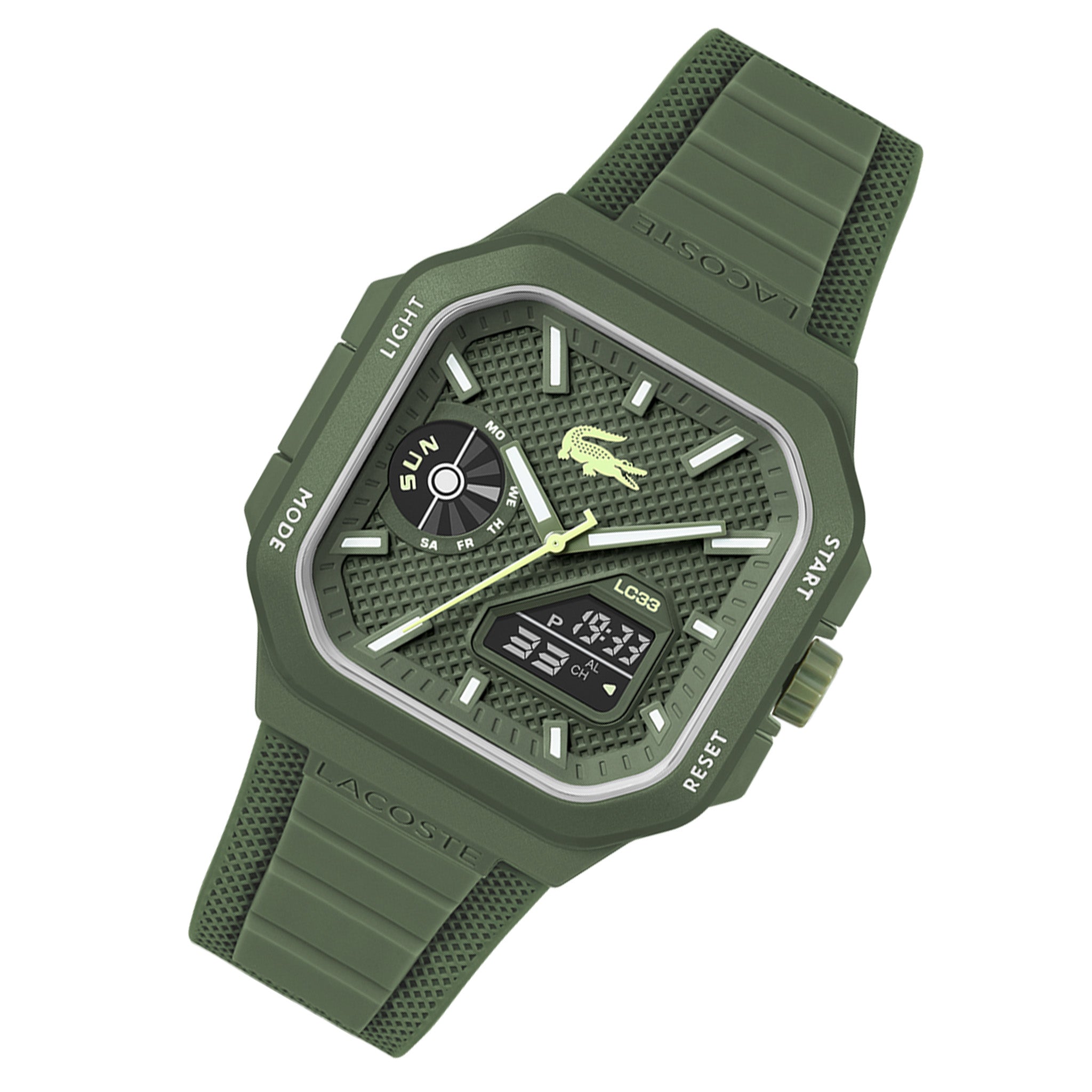 Lacoste Silicone Khaki Dial Digital-Analogue Men's Watch - 2011505