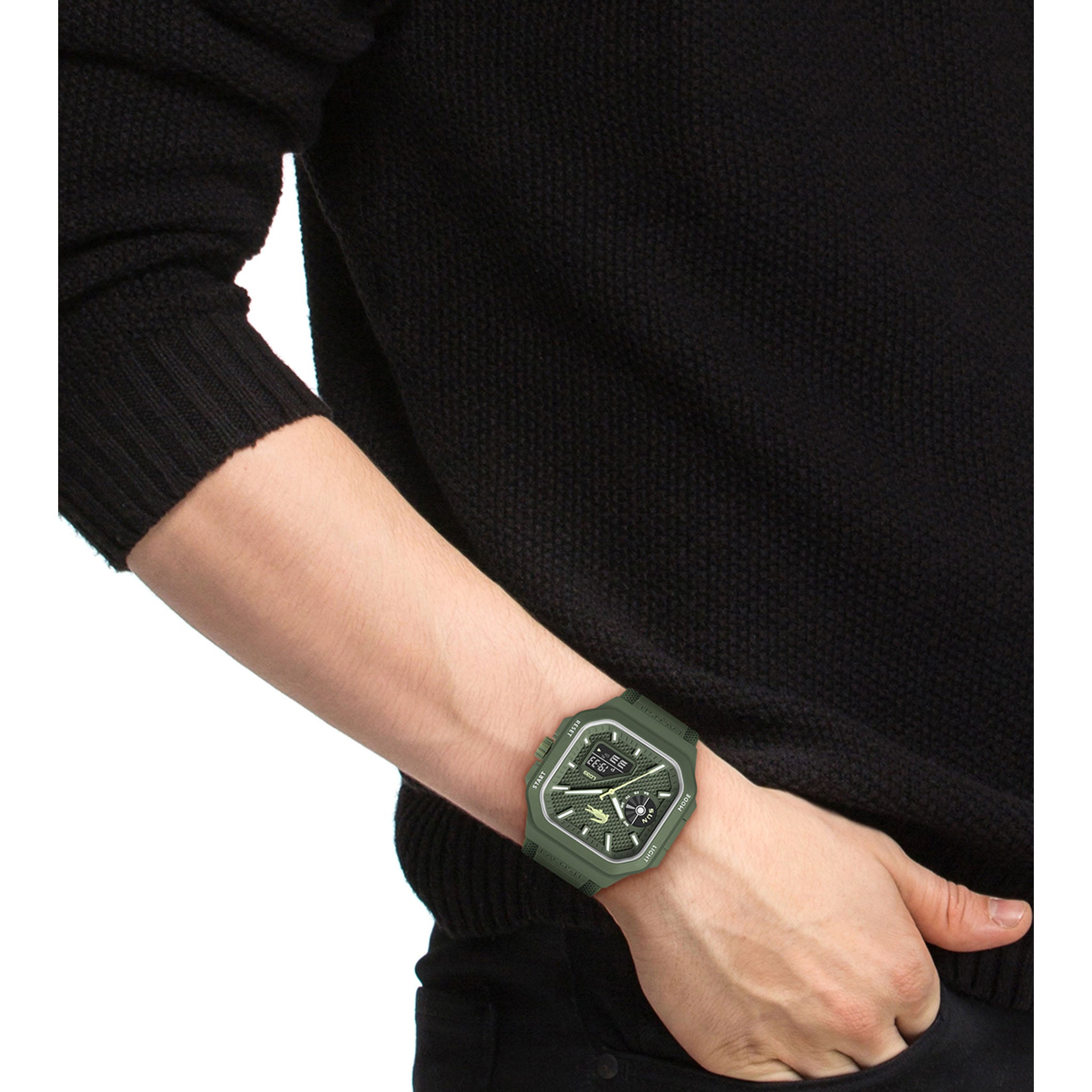Lacoste Silicone Khaki Dial Digital-Analogue Men's Watch - 2011505