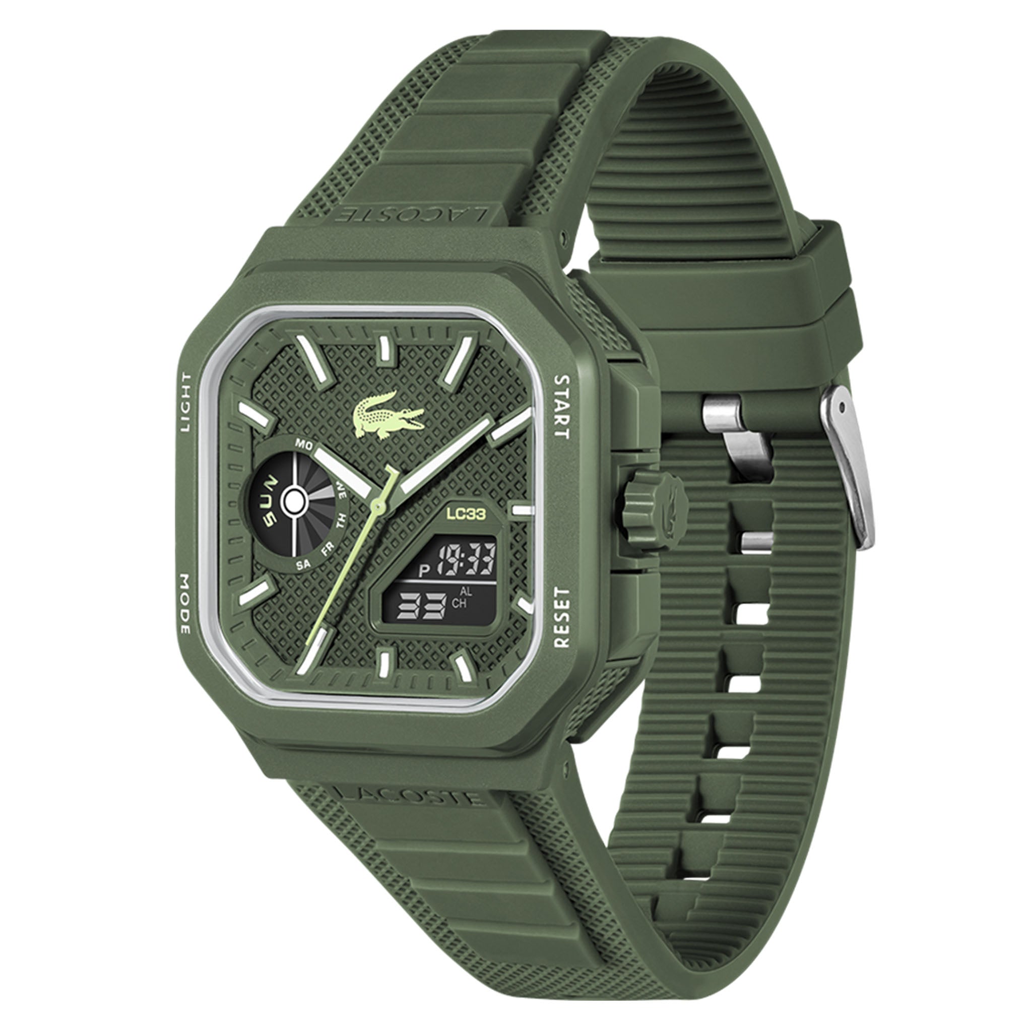 Lacoste Silicone Khaki Dial Digital-Analogue Men's Watch - 2011505