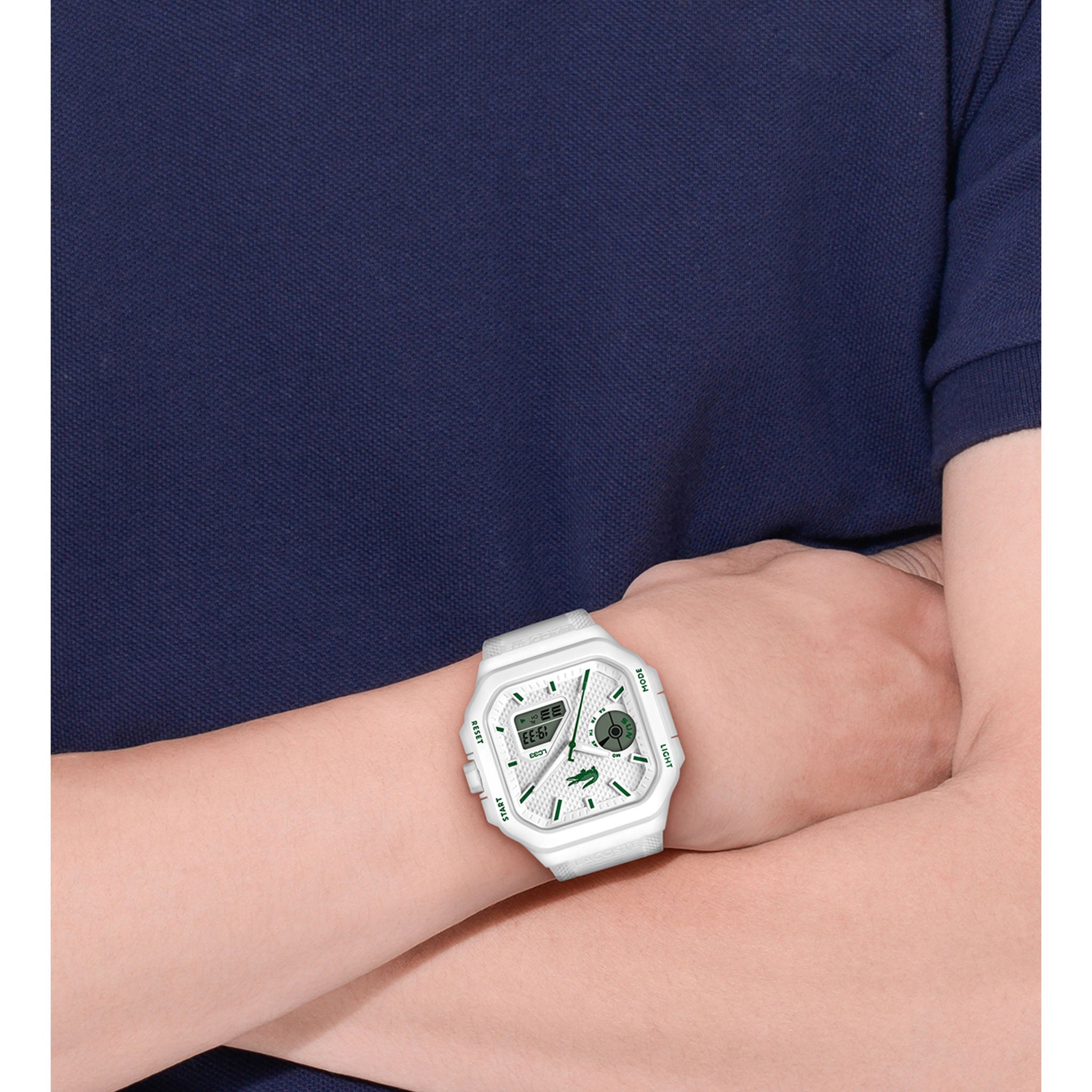 Lacoste Silicone White Dial Digital-Analogue Men's Watch - 2011506