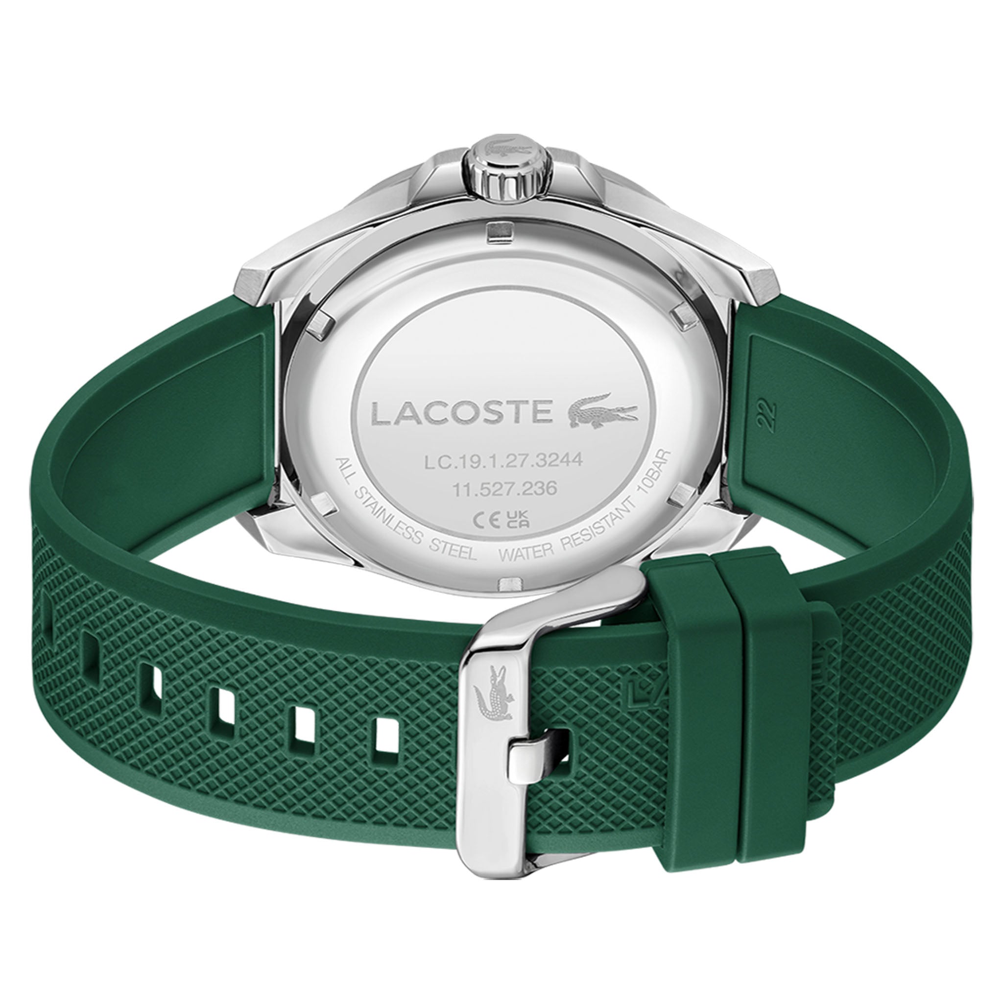 Lacoste Green Silicone White Dial Men's Watch - 2011519