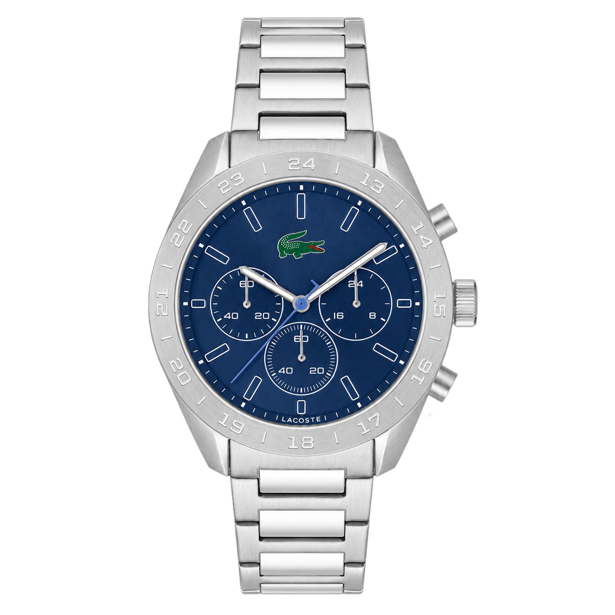 Lacoste Silver Steel Blue Dial Chronograph Men's Watch - 2011534