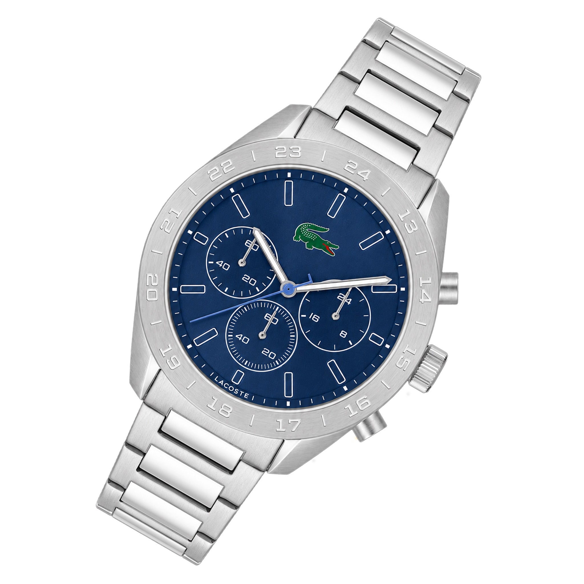 Lacoste Silver Steel Blue Dial Chronograph Men's Watch - 2011534