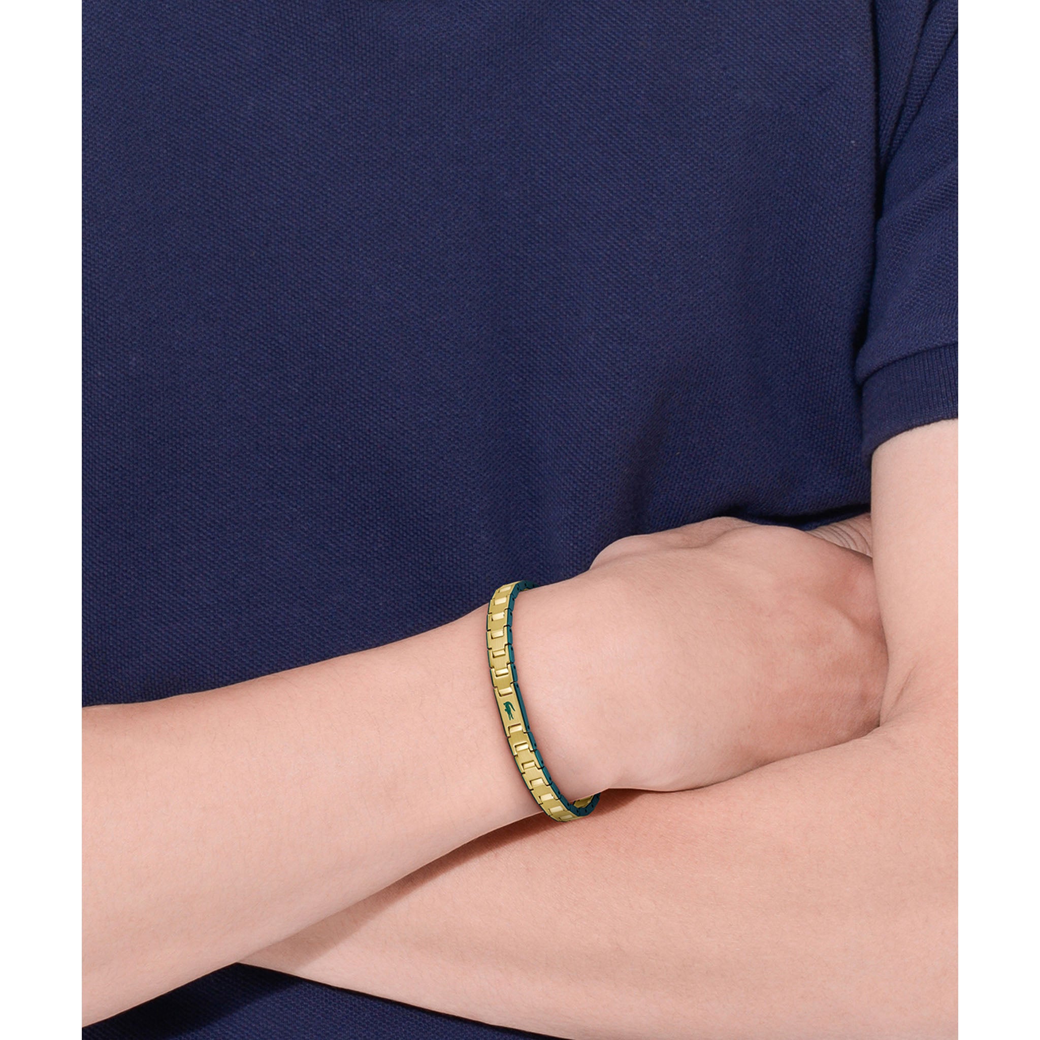 Lacoste Jewellery Gold Steel & Green Steel Men's Link Bracelet - 2040587