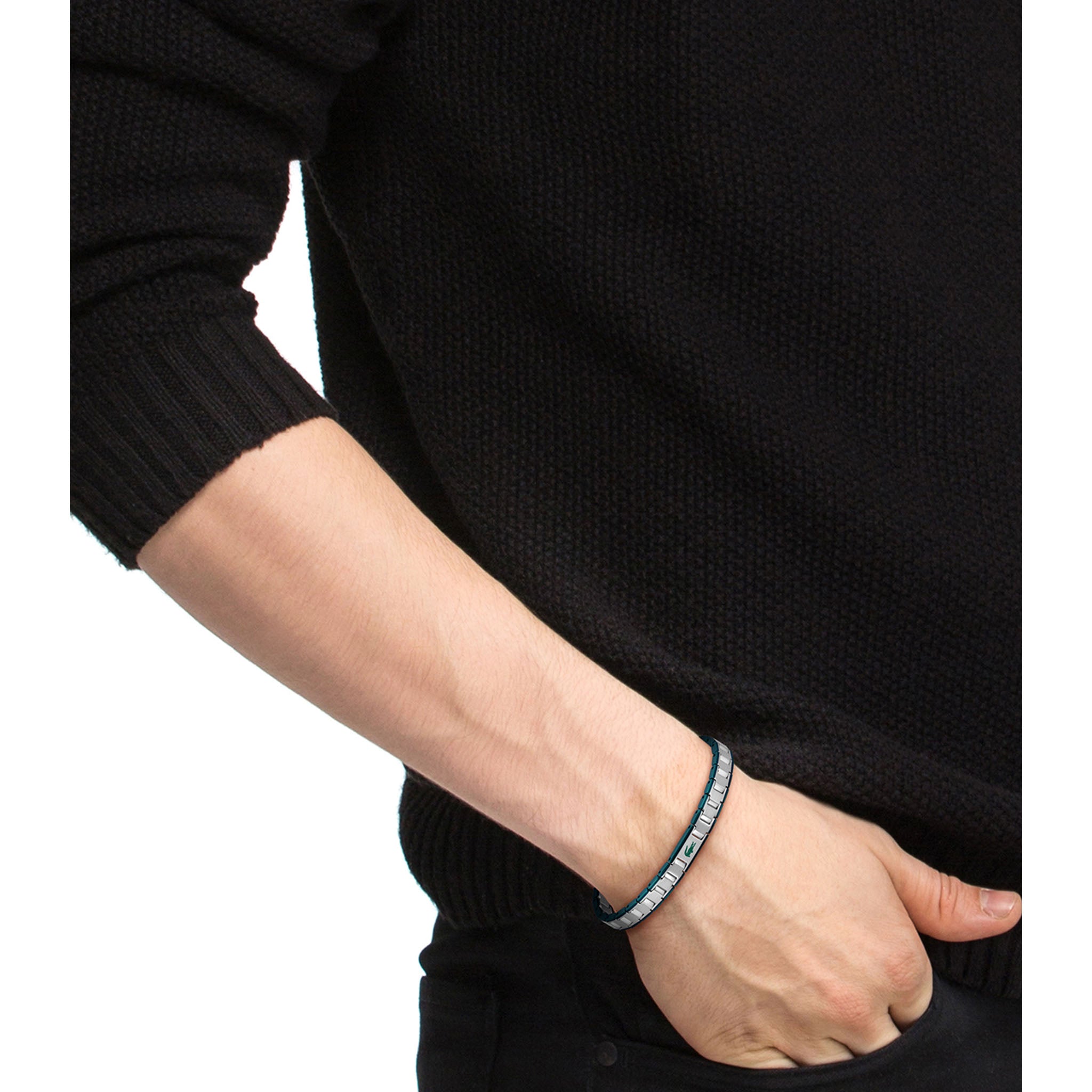 Lacoste Jewellery Stainless Steel & Green Steel Men's Link Bracelet - 2040590
