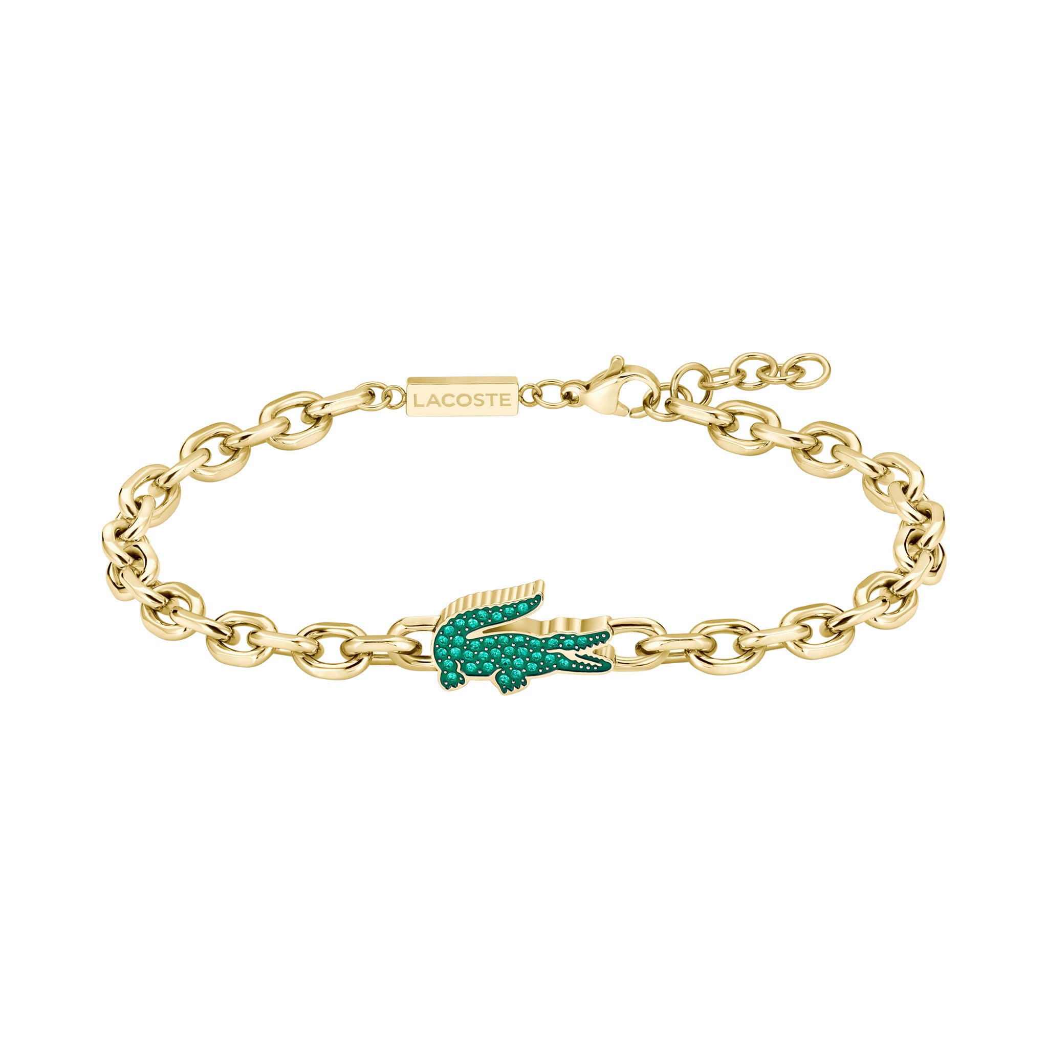 Lacoste Jewellery Gold Steel & Crystals Unisex Chain & Charm Bracelet - 2040611