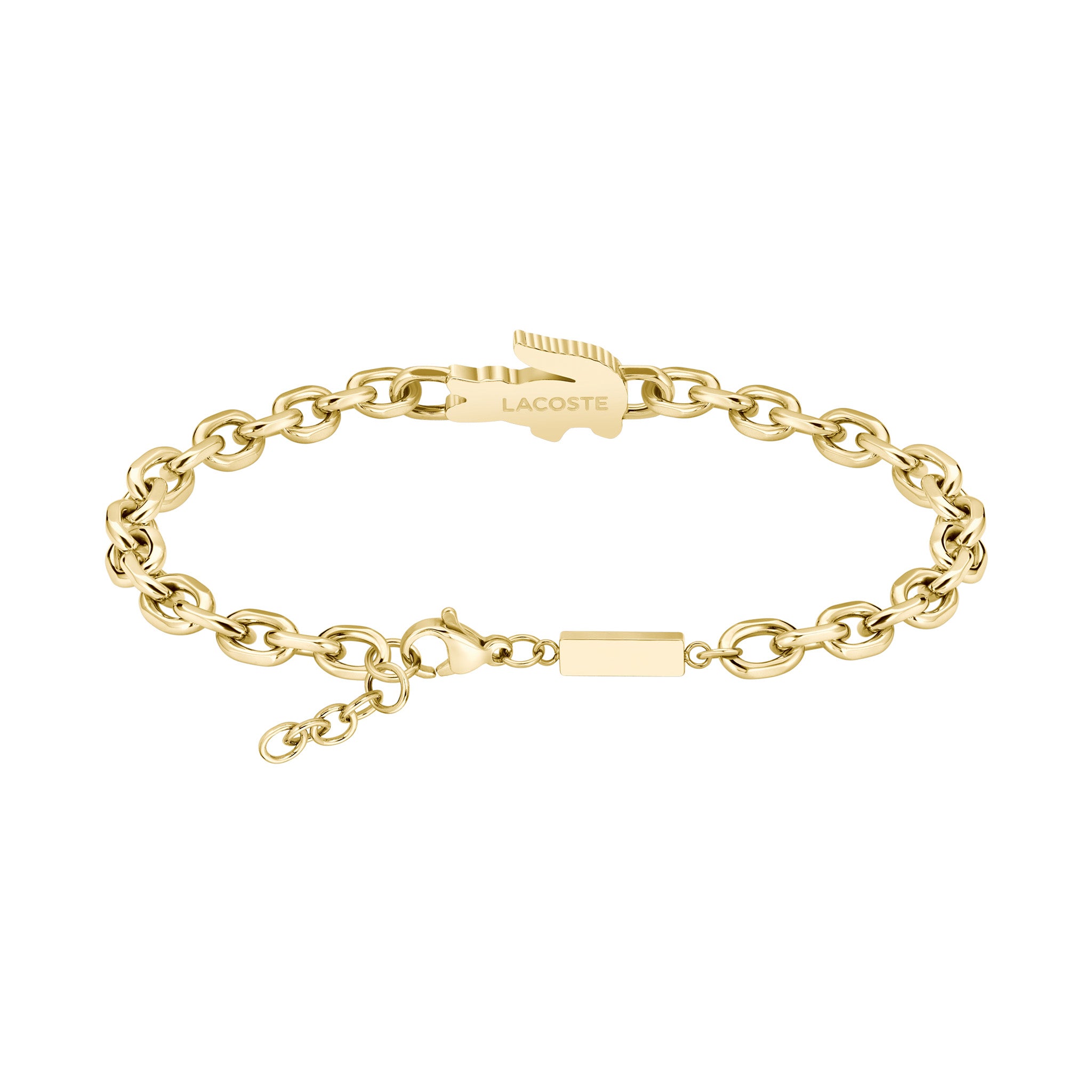 Lacoste Jewellery Gold Steel & Crystals Unisex Chain & Charm Bracelet - 2040611
