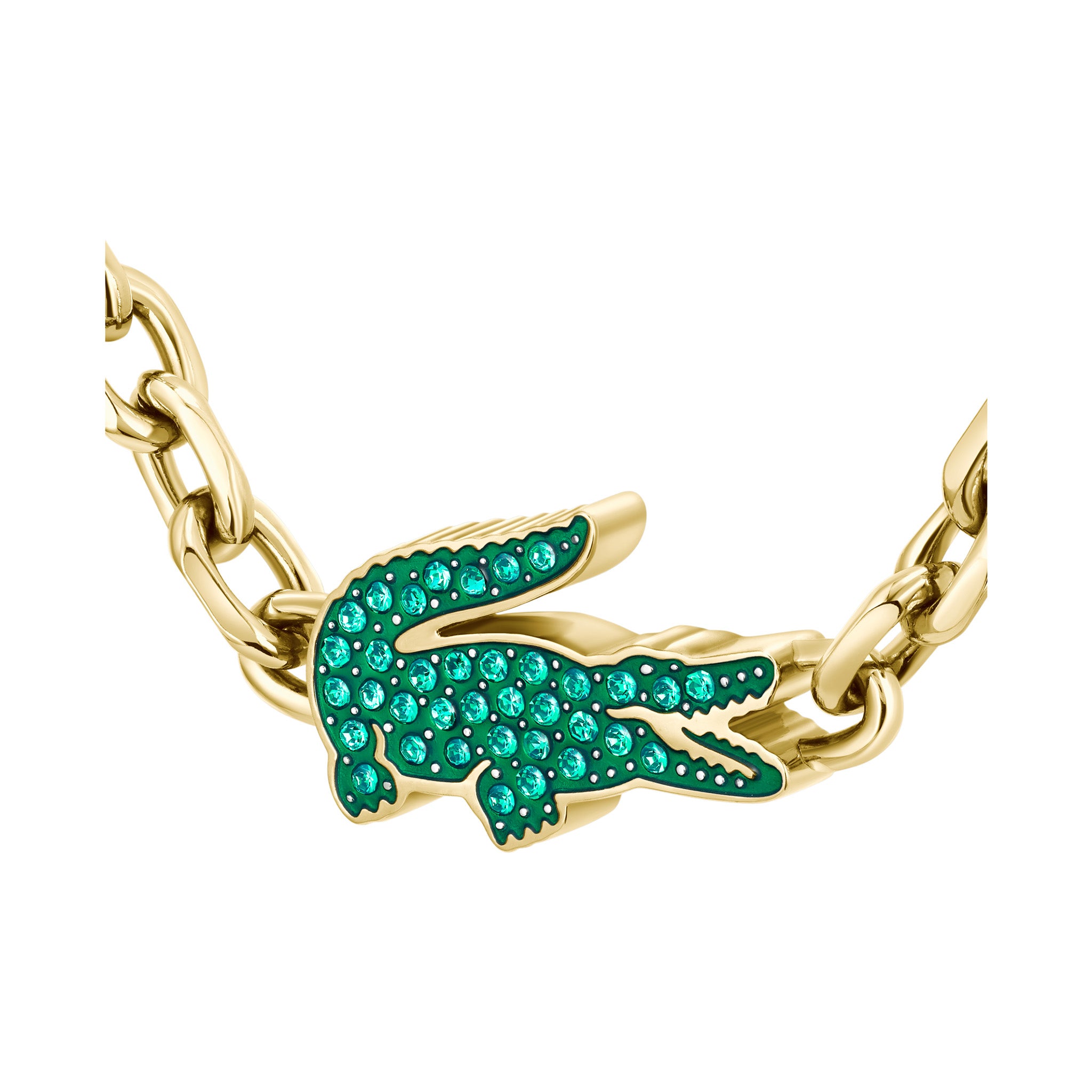 Lacoste Jewellery Gold Steel & Crystals Unisex Chain & Charm Necklace - 2040612