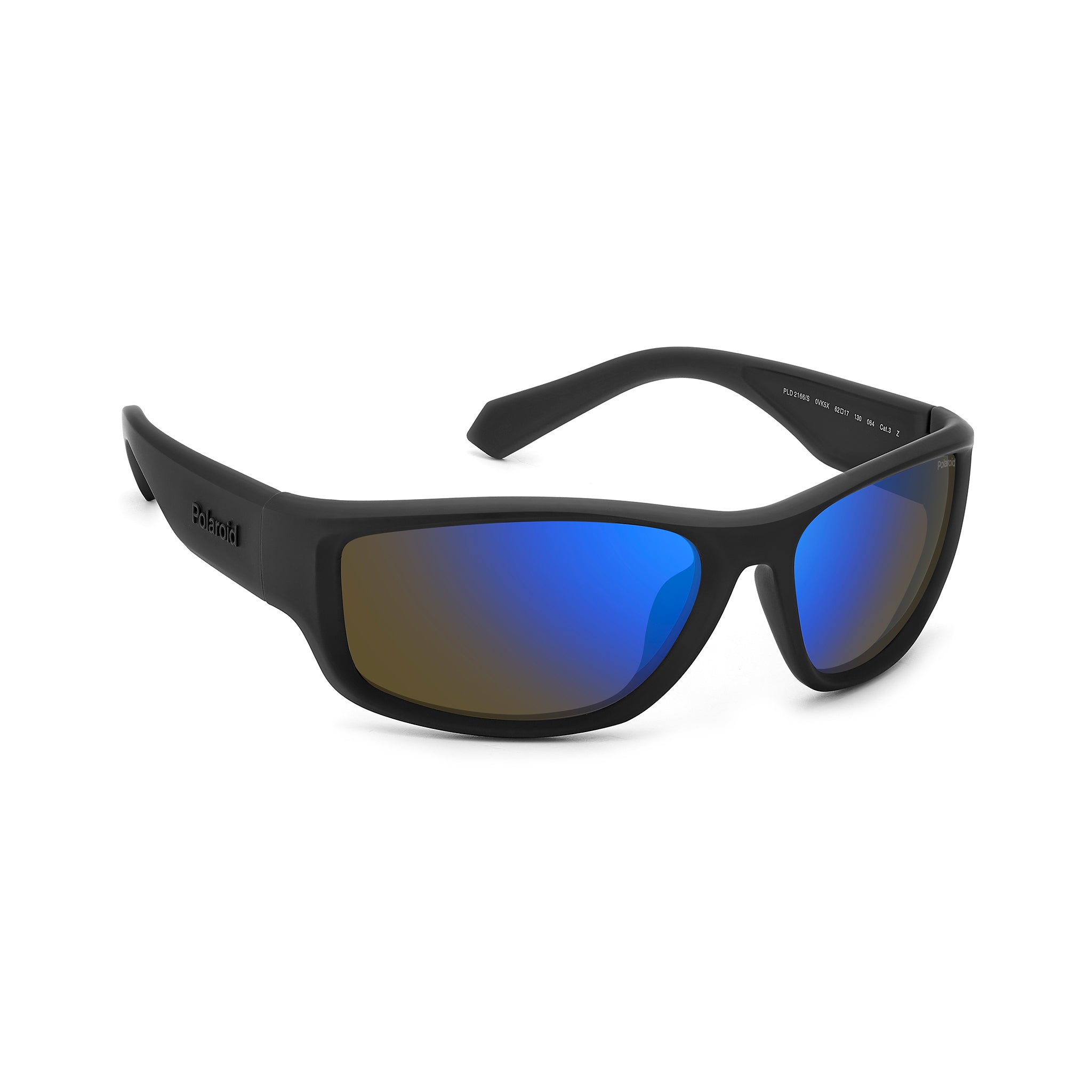 Polaroid Men Sunglasses Rectangular Frame Blue Mirror Polarized Lens - Pld 2166/S