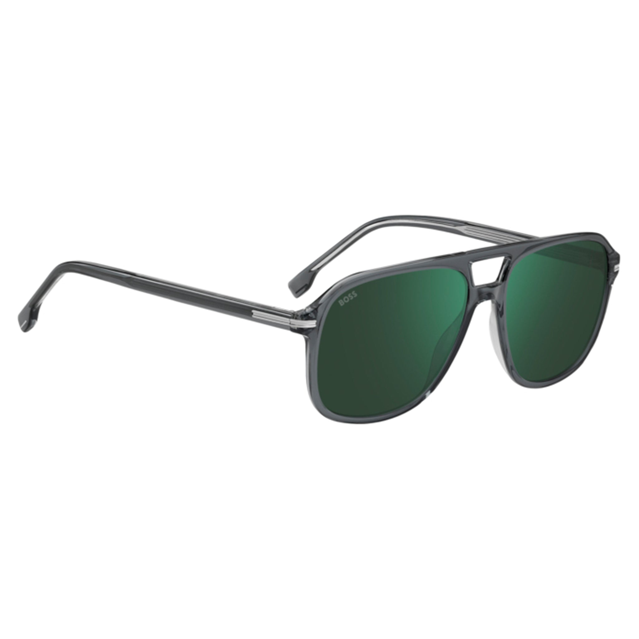 BOSS by Hugo Boss Men Sunglasses Square Double Bridge Frame Green Mirror Lens - Boss 1751/S