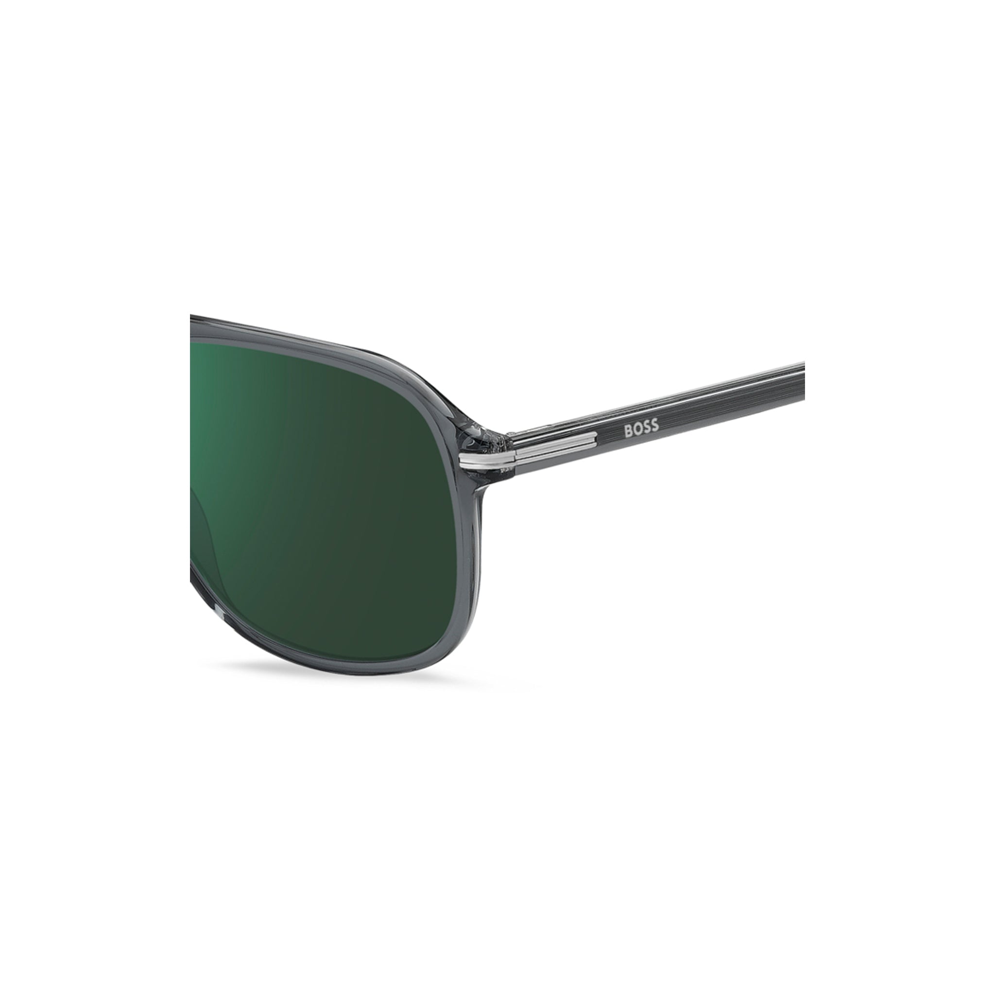 BOSS by Hugo Boss Men Sunglasses Square Double Bridge Frame Green Mirror Lens - Boss 1751/S