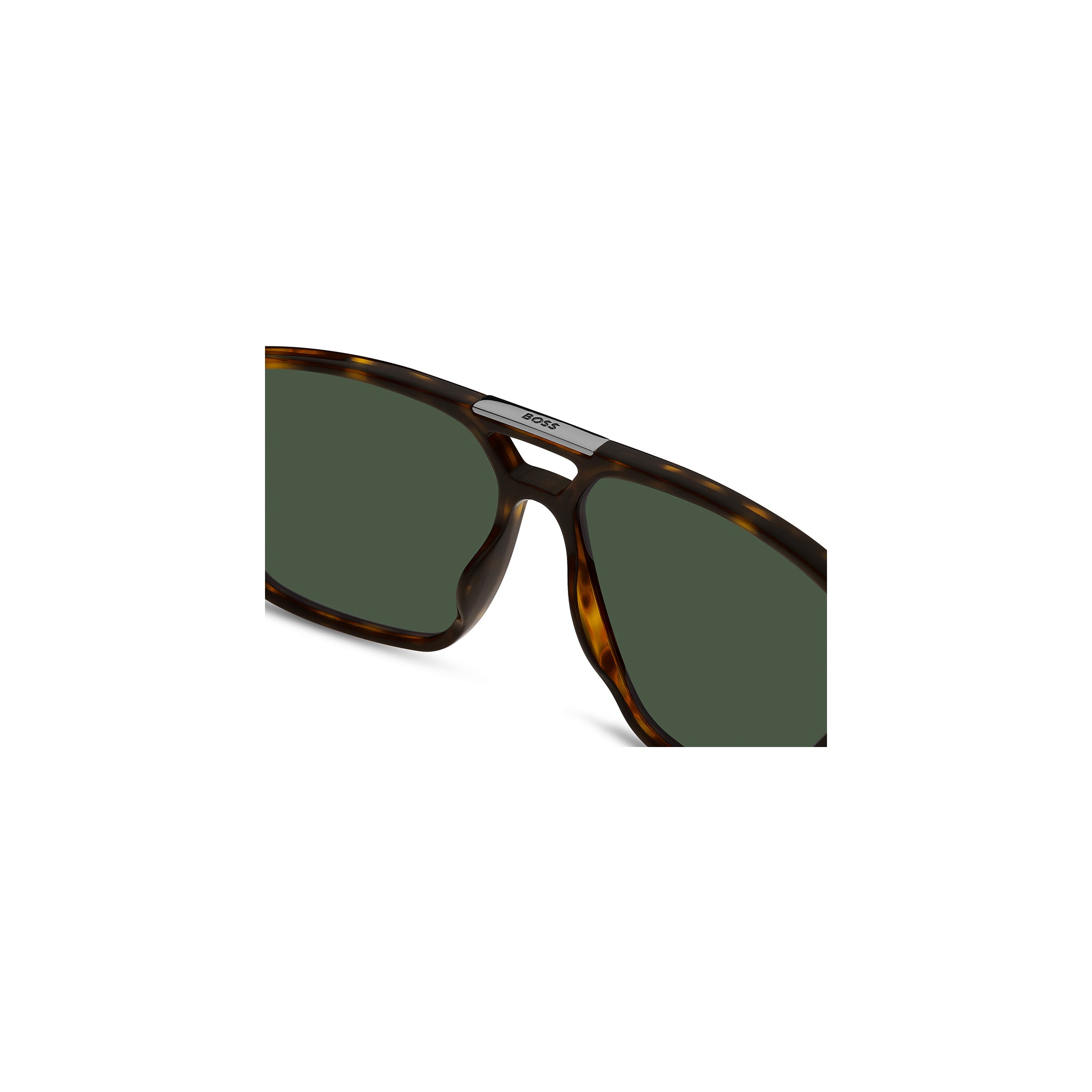 BOSS by Hugo Boss Men Sunglasses Square Double Bridge Frame Green Polarized Lens - Boss 1766/S