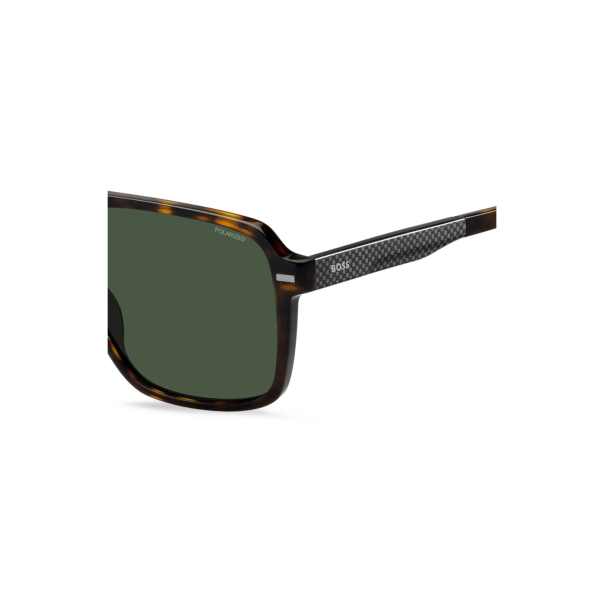 BOSS by Hugo Boss Men Sunglasses Square Double Bridge Frame Green Polarized Lens - Boss 1766/S