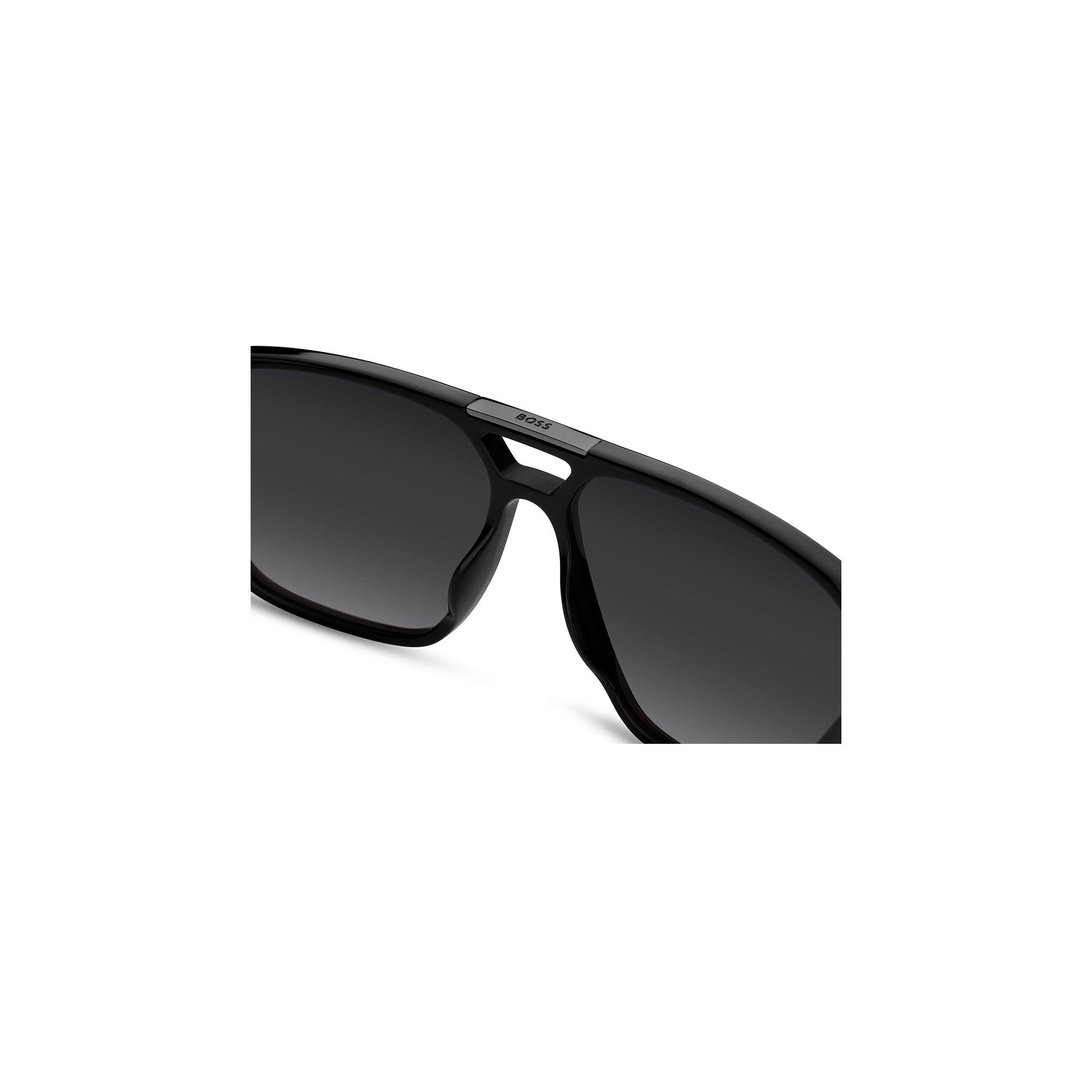 BOSS by Hugo Boss Men Sunglasses Square Double Bridge Frame Dark Grey Shaded Lens - Boss 1766/S