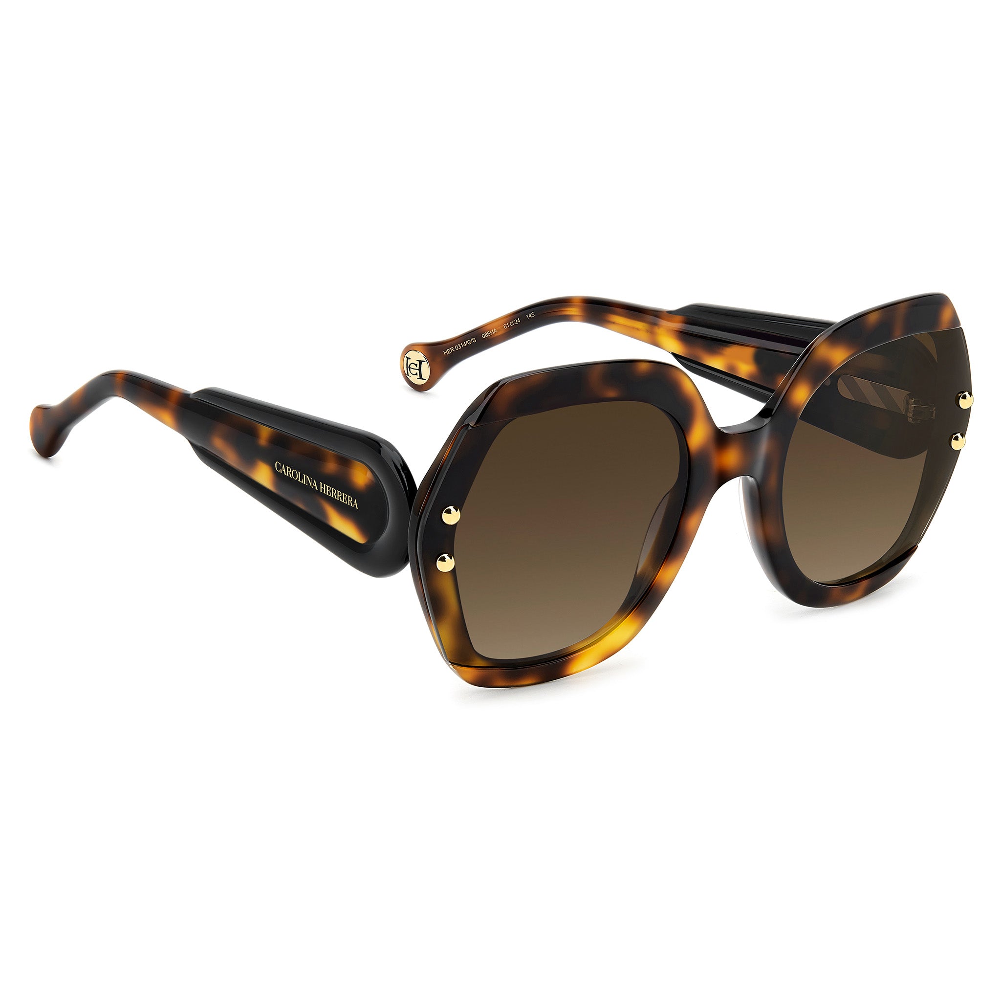 Carolina Herrera Women Sunglasses Square Frame Brown Shaded Lens - Her 0314/G/S