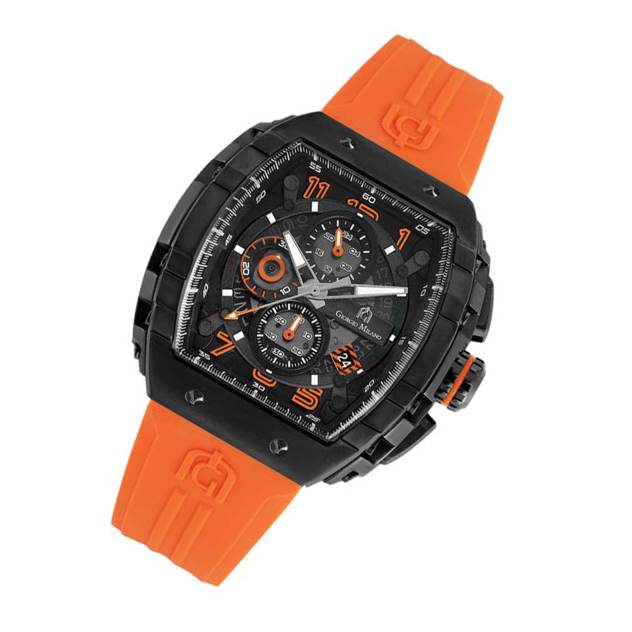 Giorgio Milano Orange Silicone Band Black Dial Chronograph Men's Watch - 233SBK318