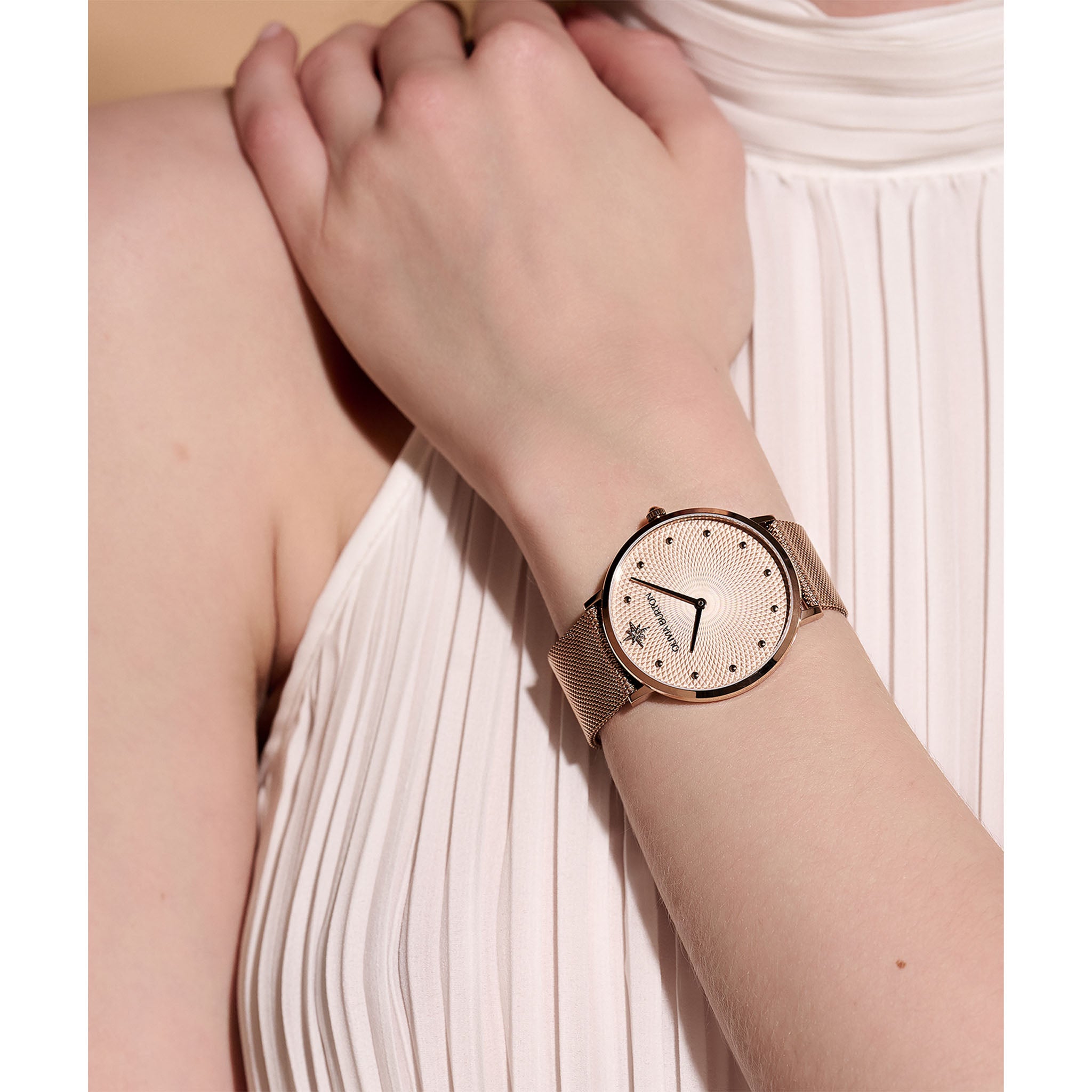 Olivia Burton Carnation Gold Steel Mesh Dial Women's Watch - 24000025