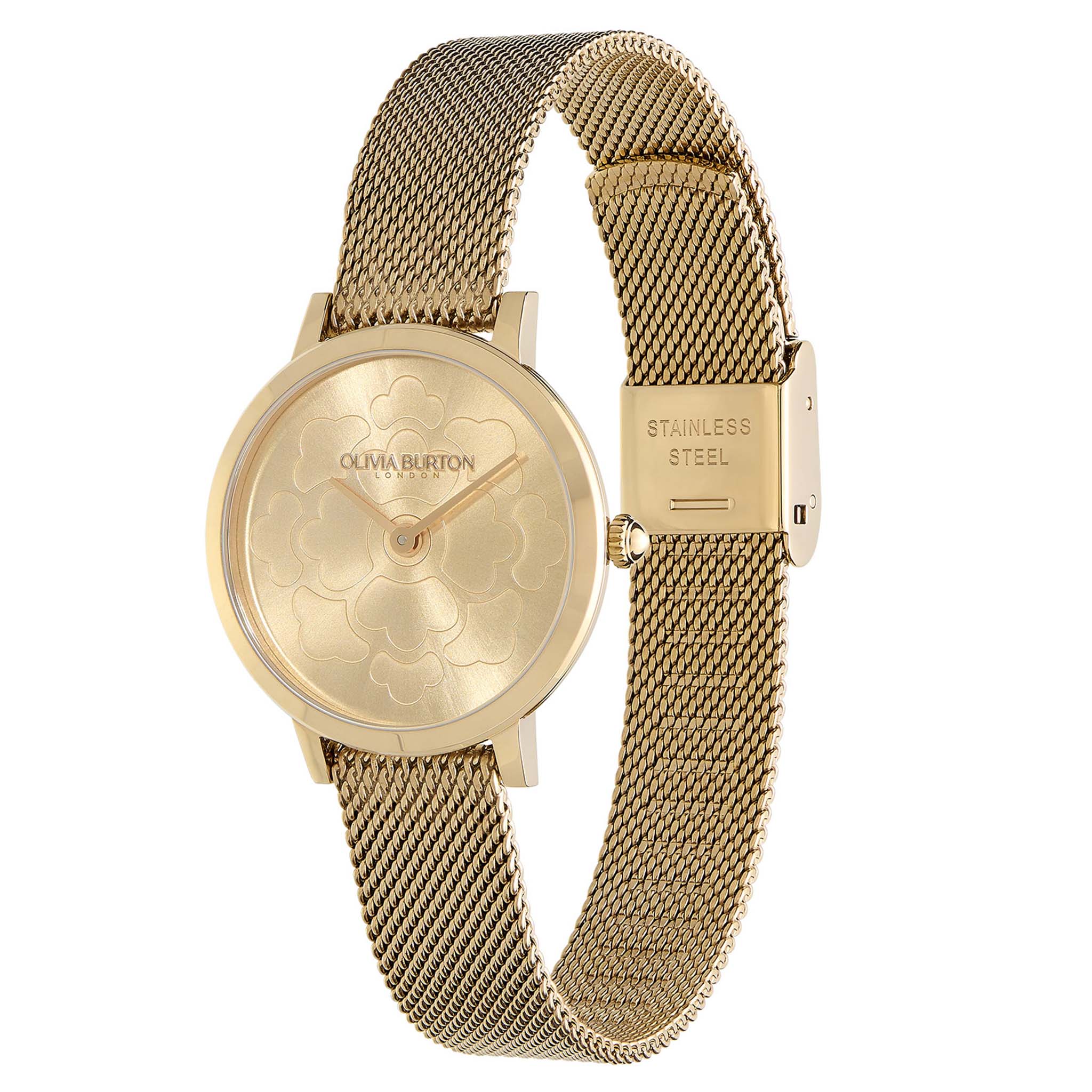 Olivia Burton Gold Steel Mesh Light Gold Dial Women's Slim Watch - 24000058