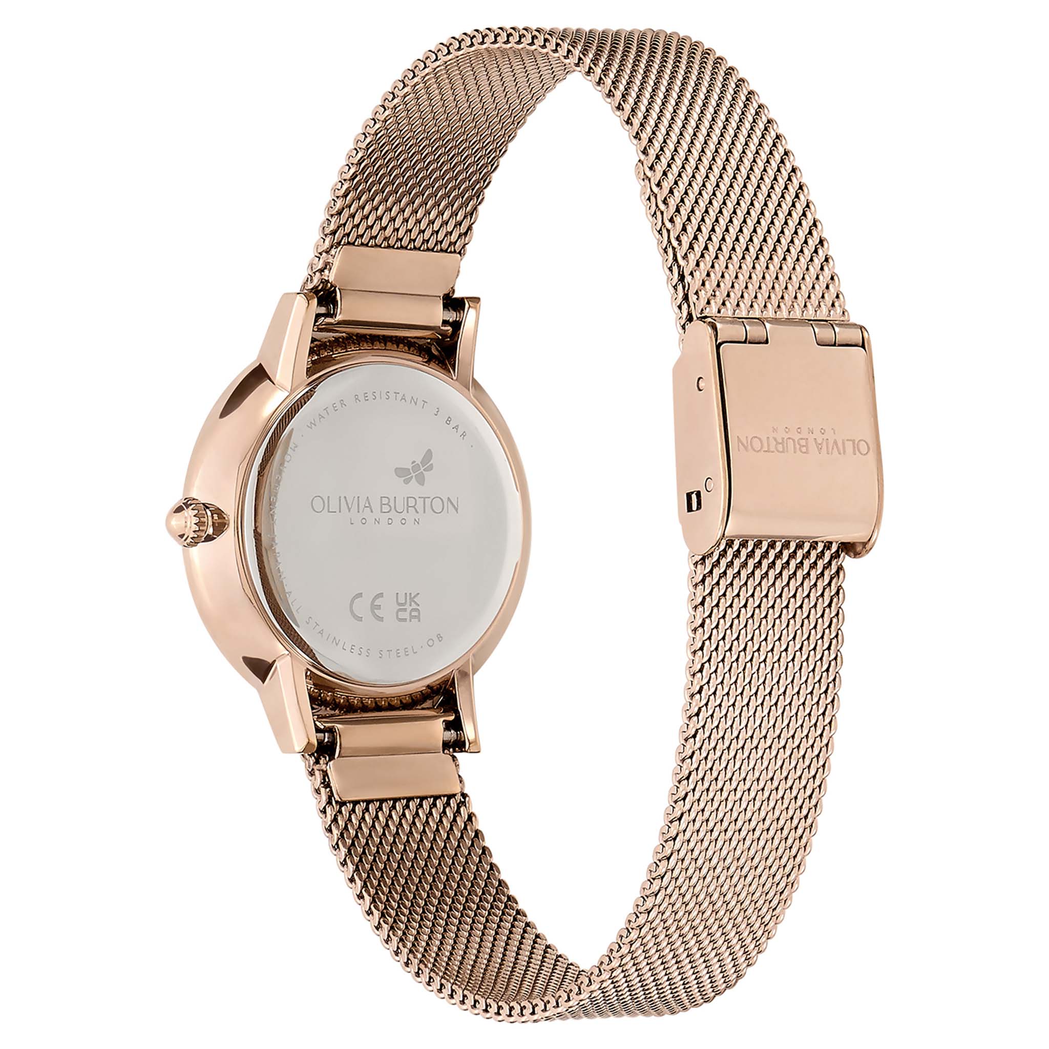 Olivia Burton Carnation Gold Steel Mesh Women's Slim Watch - 24000059