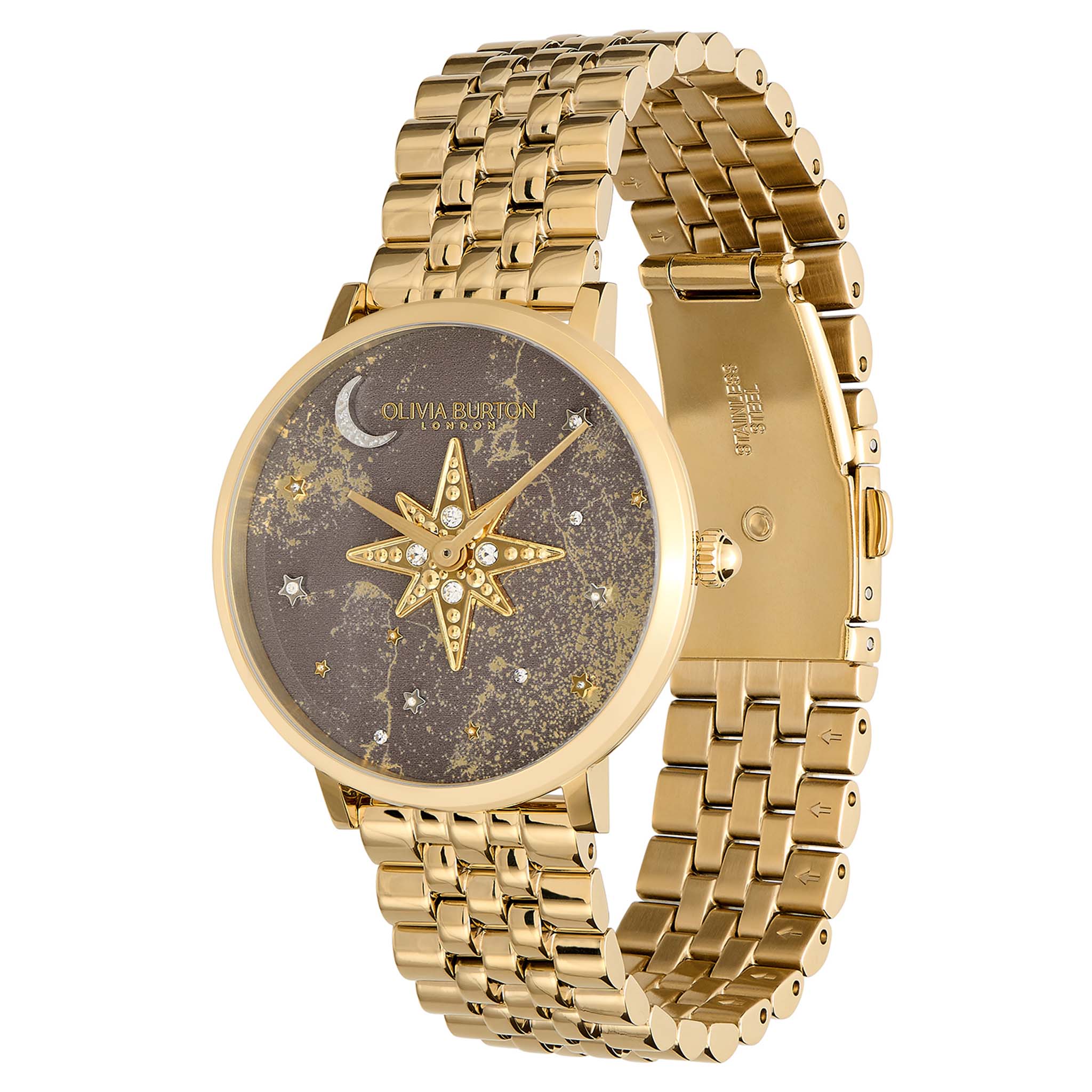 Olivia Burton Gold Steel Mushroom Dial Women's Watch - 24000079